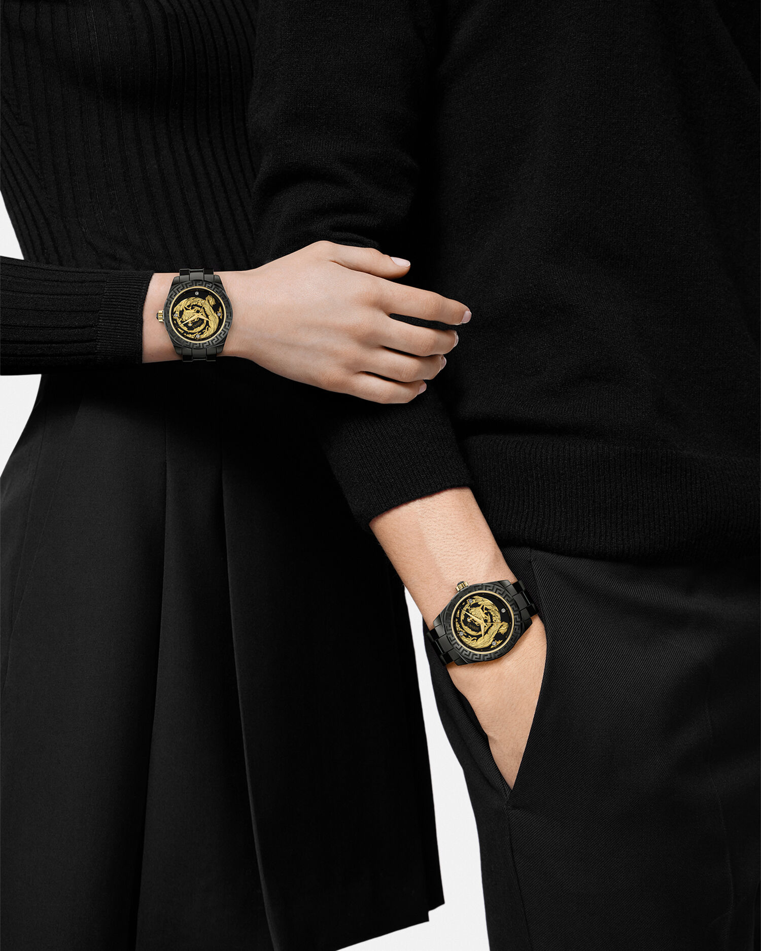 オートマチック ダイヤモンド ウォッチ DV ワン ブラック,ゴールド