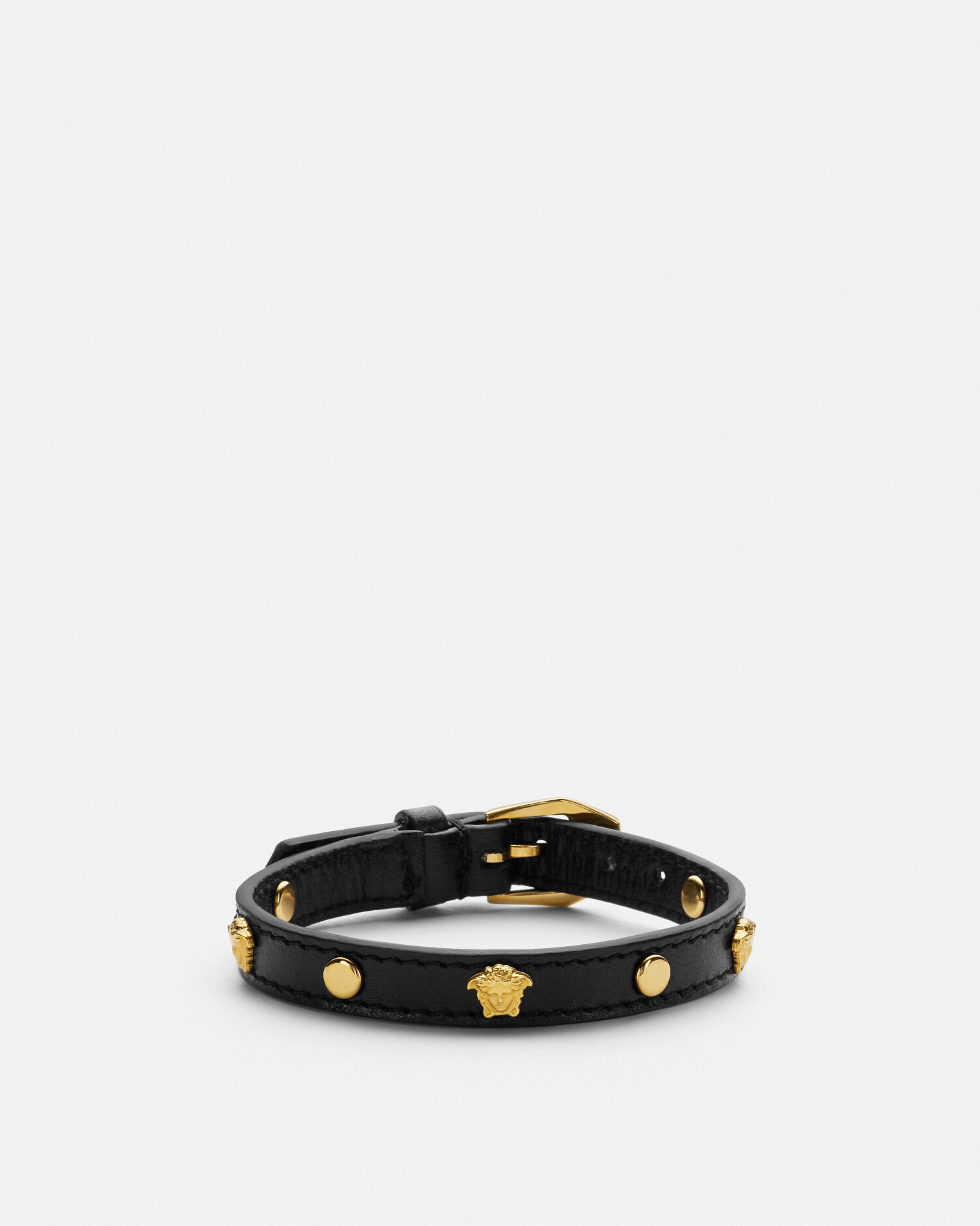 ラ メドゥーサ レザー ブレスレット ブラック | VERSACE JP
