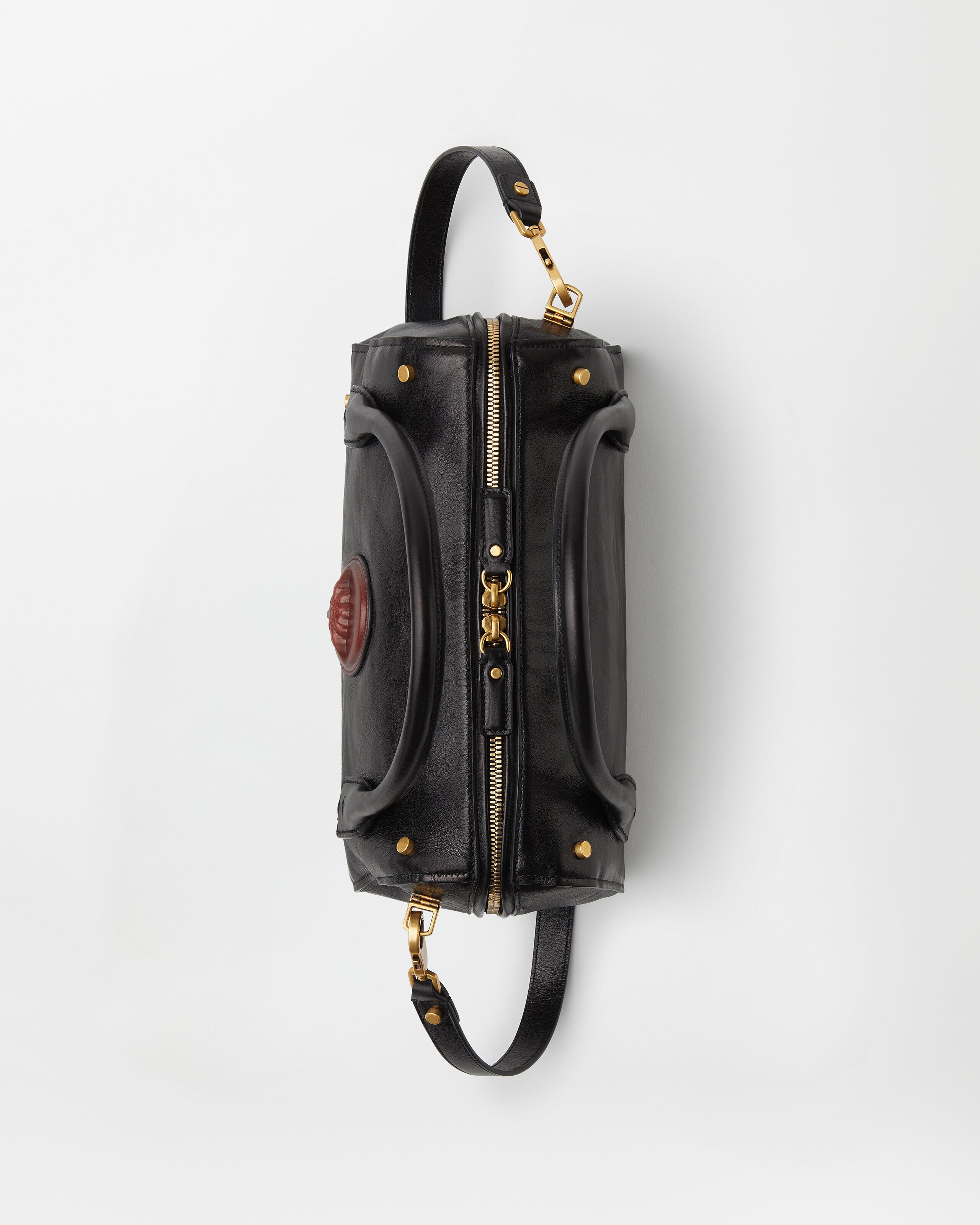 ルーミー レザー ボストン バッグ ブラック,ブラウン | VERSACE JP
