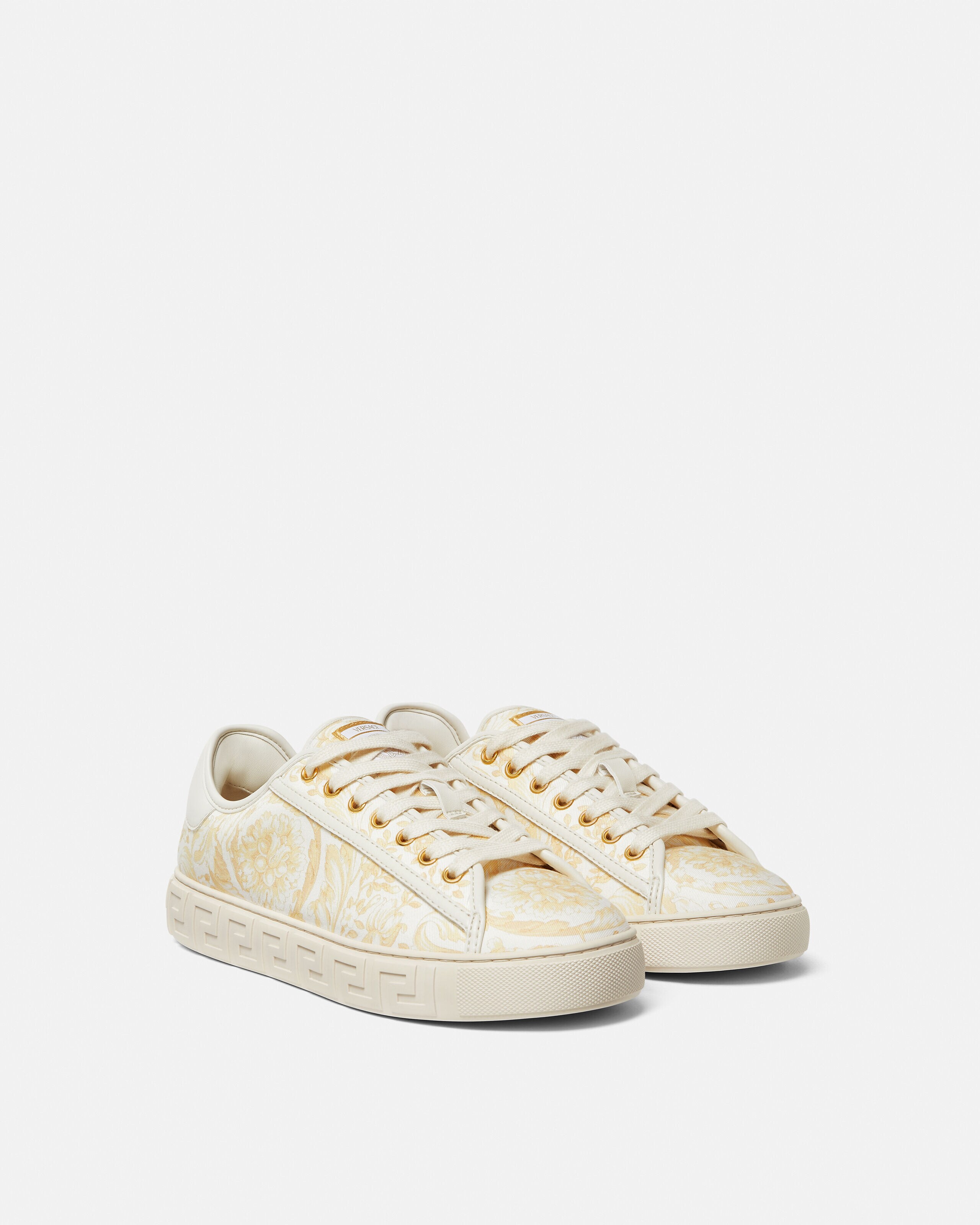 グレカ プリント キャンバス スニーカー ホワイト,ベージュ | VERSACE JP