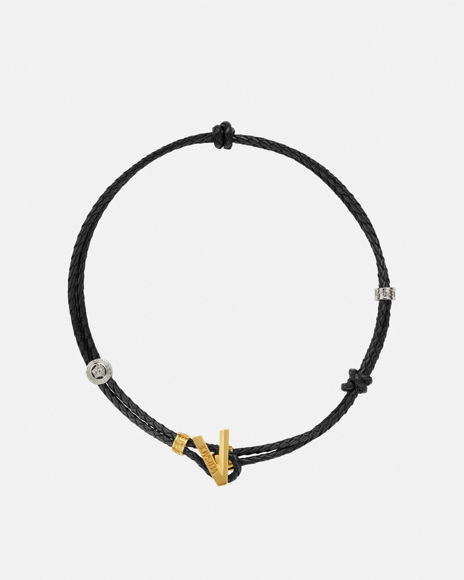 レザー ネックレス V2025 Chain ブラック,ゴールド | VERSACE JP