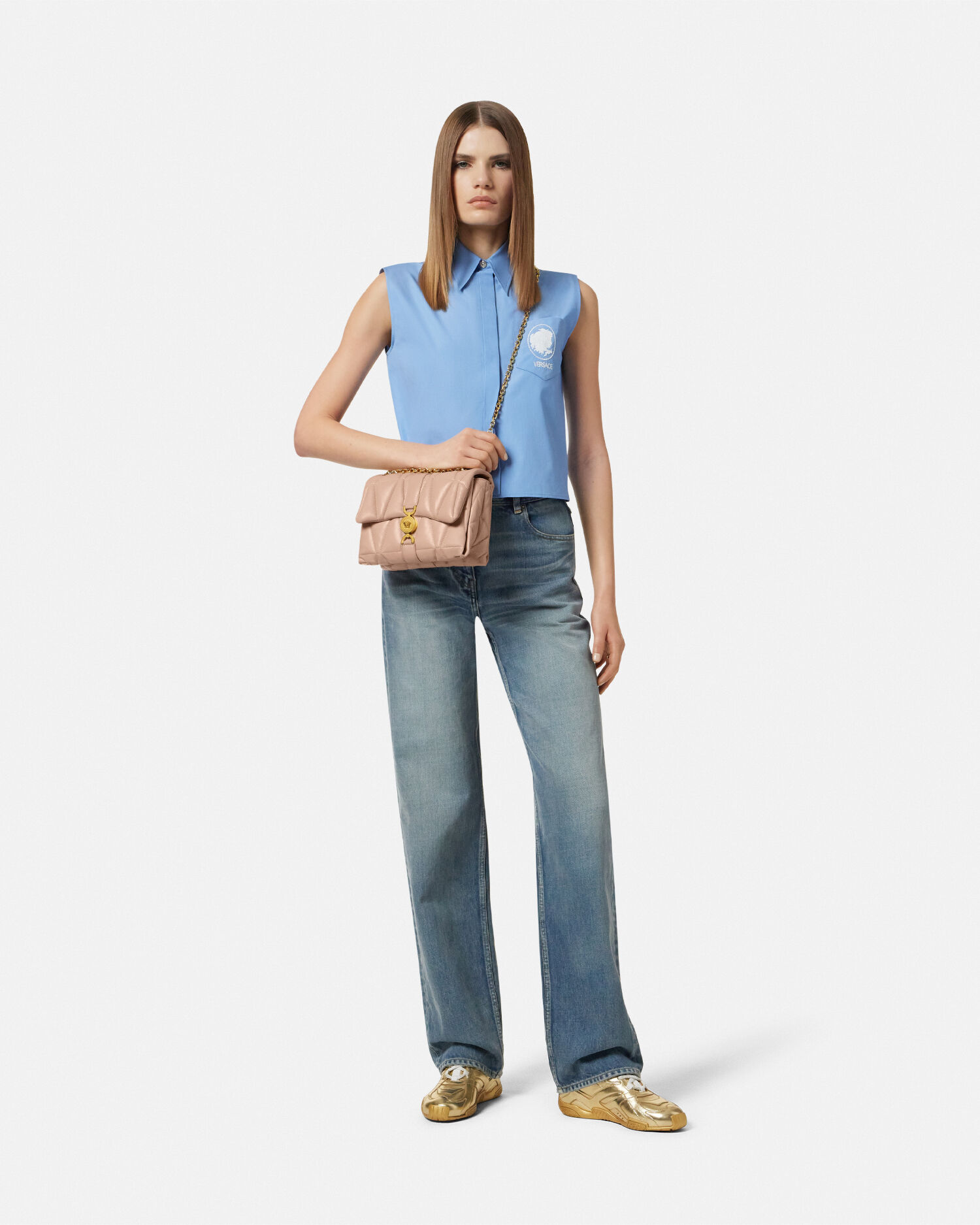 クレイオ キルティング ナッパ ショルダーバッグ ピンク | VERSACE JP