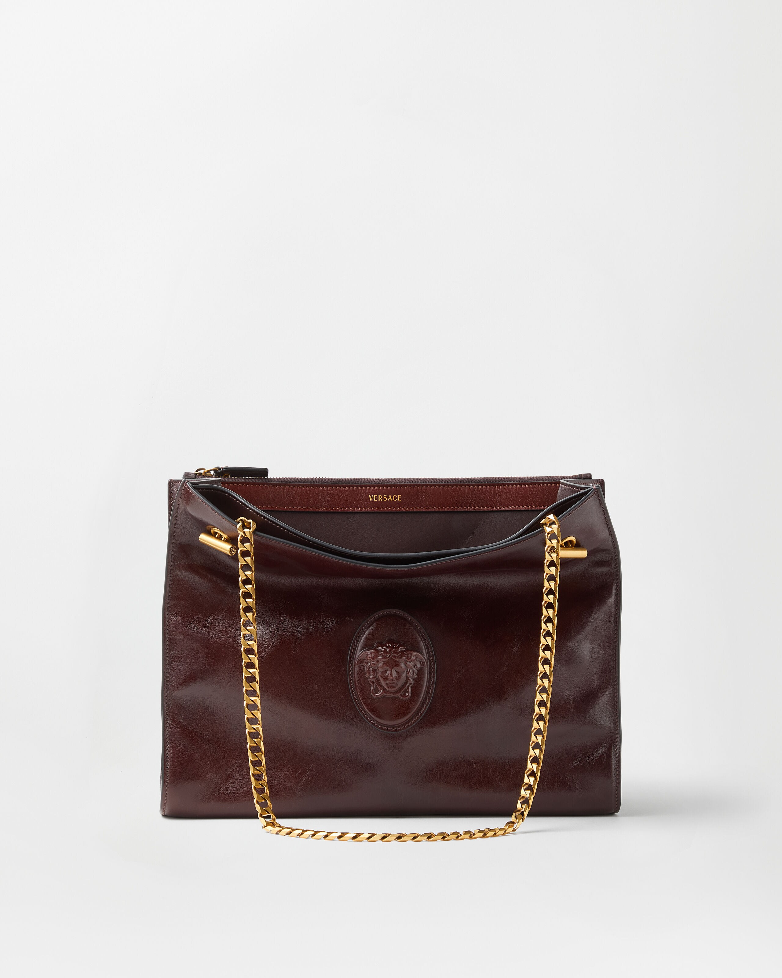 キャビヌ レザー ショルダー バッグ ブラウン | VERSACE JP
