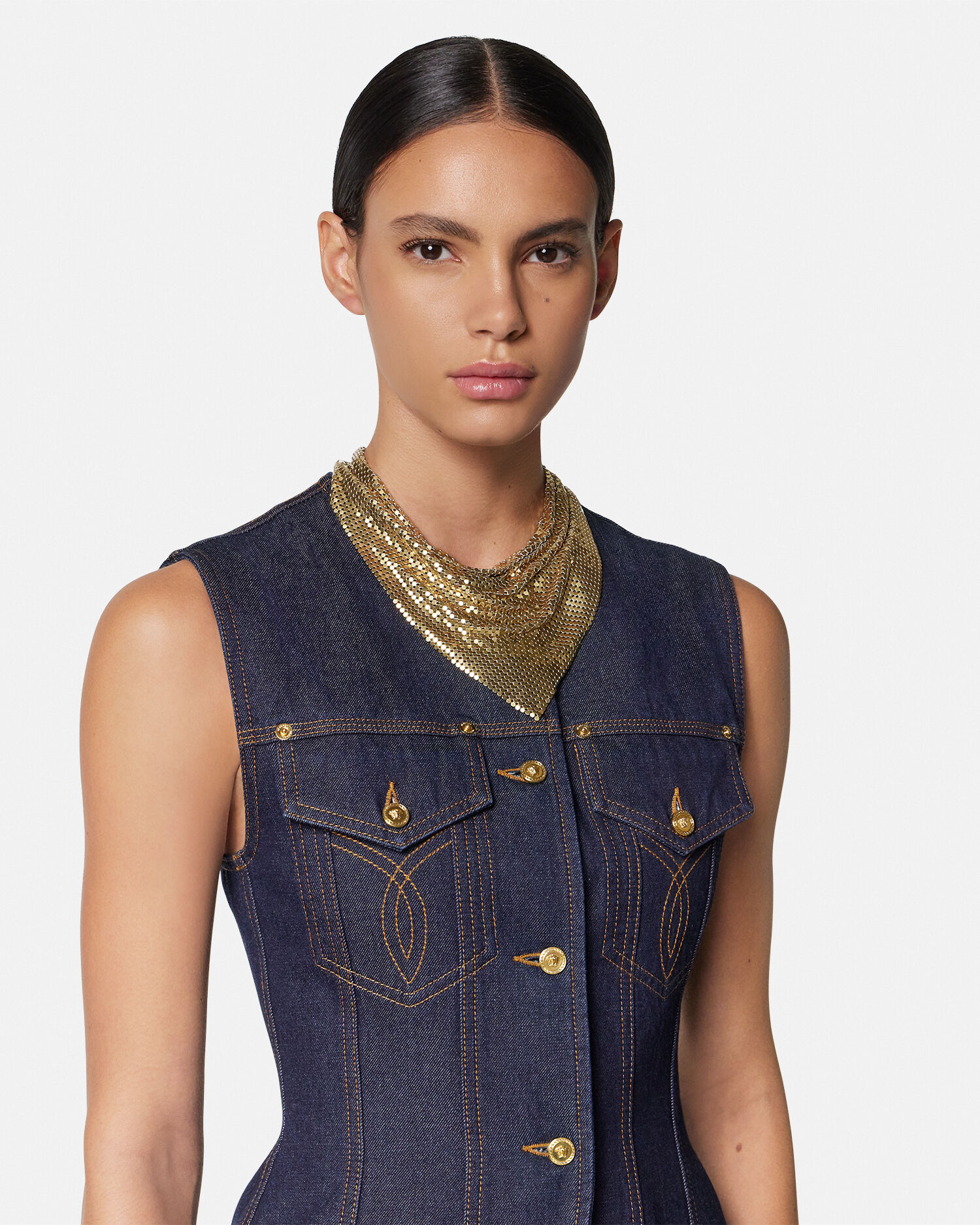 【関税込み】Versace l Mesh Bandana ネックレス Versace: Metal Mesh Bandana Necklace | SSENSE