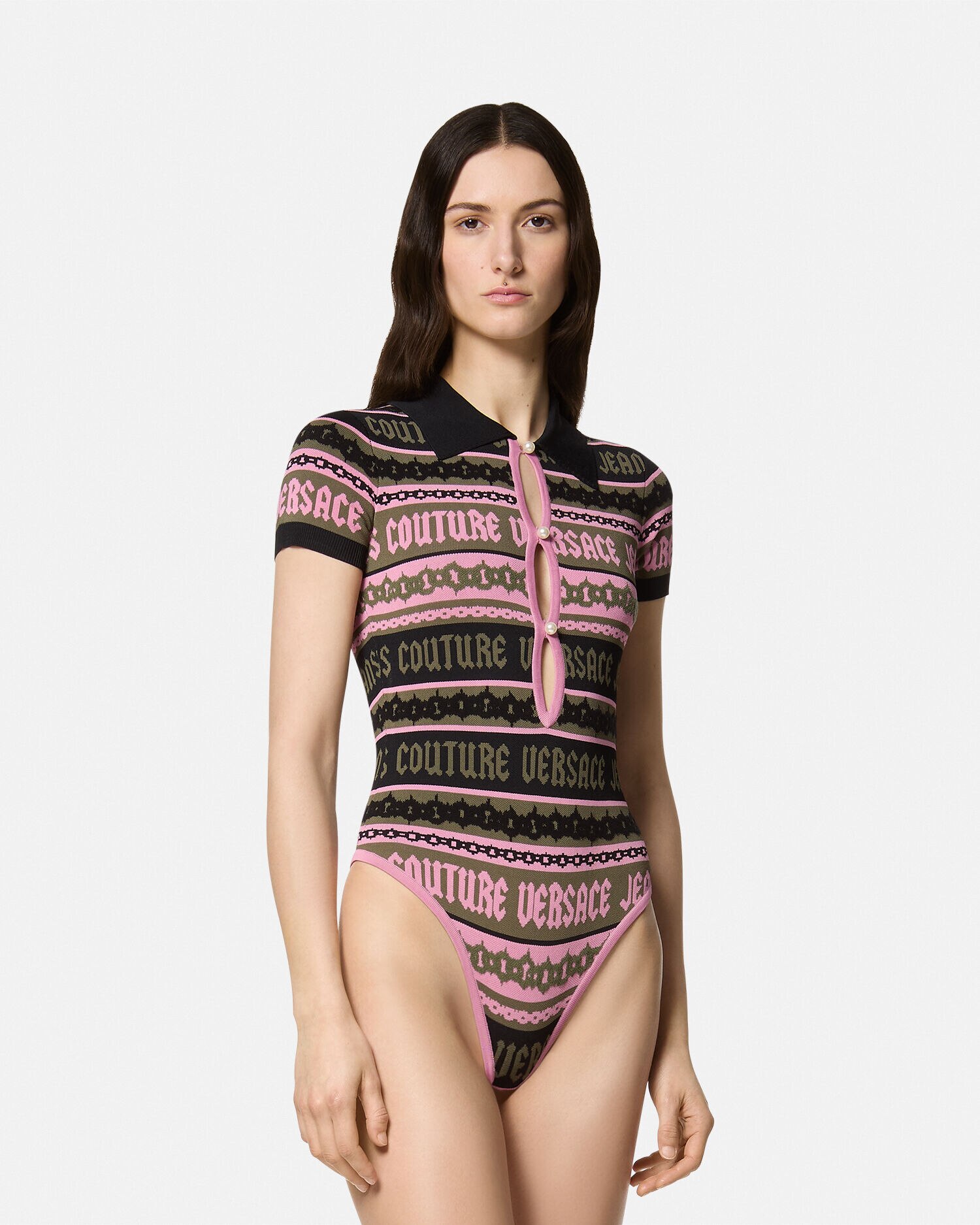 versace ベルサーチ パワーショルダー ボディースーツ - トップス