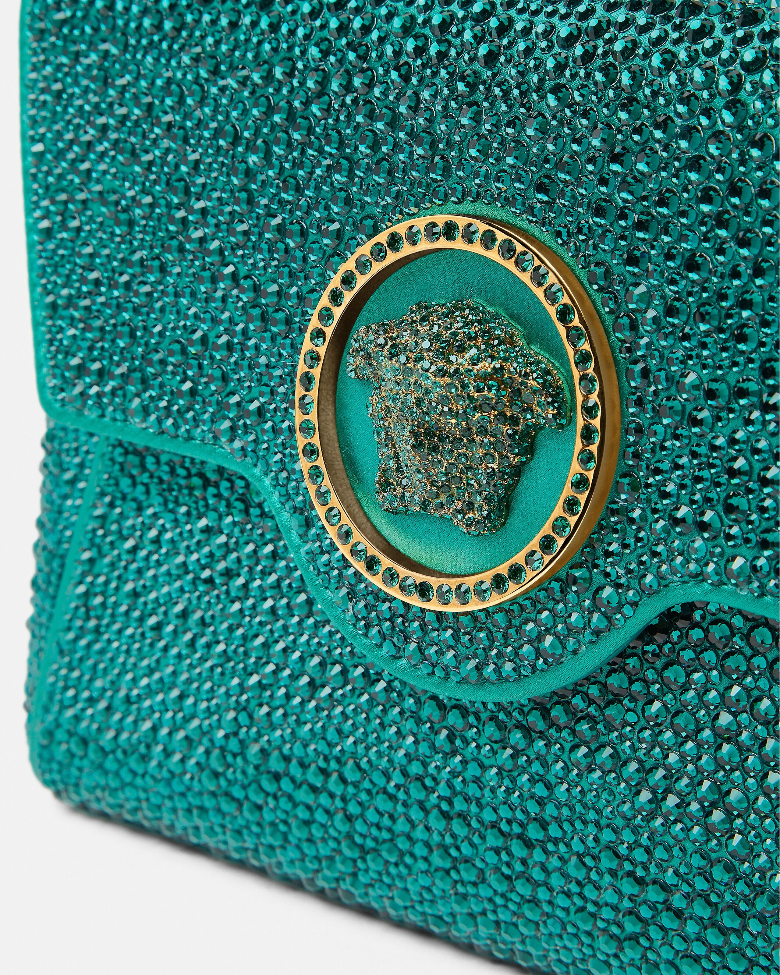 ラ メドゥーサ 装飾付き サテン クラッチ グリーン | VERSACE JP
