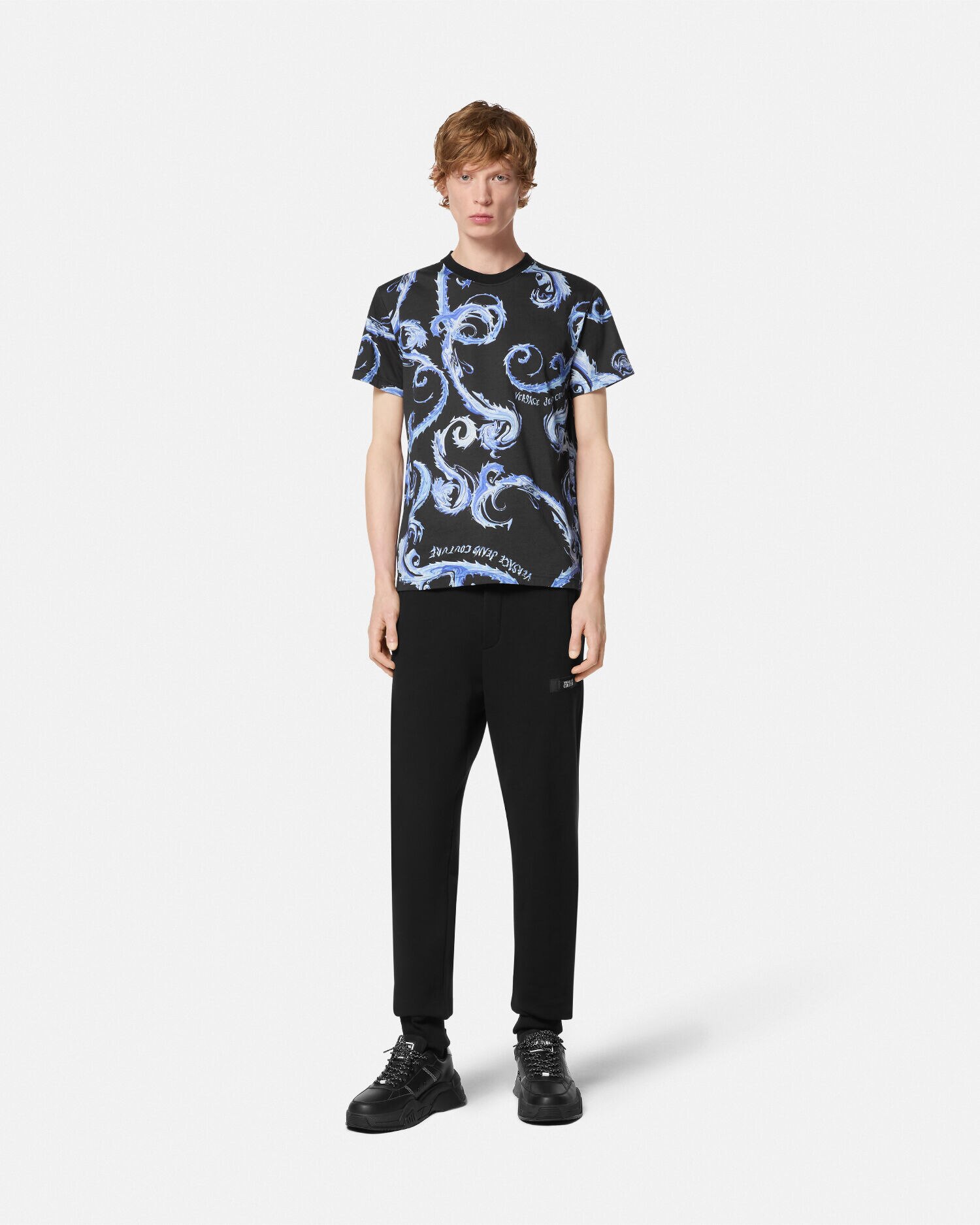 スリム フィット Tシャツ クロモ クチュール ブルー,プリント | VERSACE JP