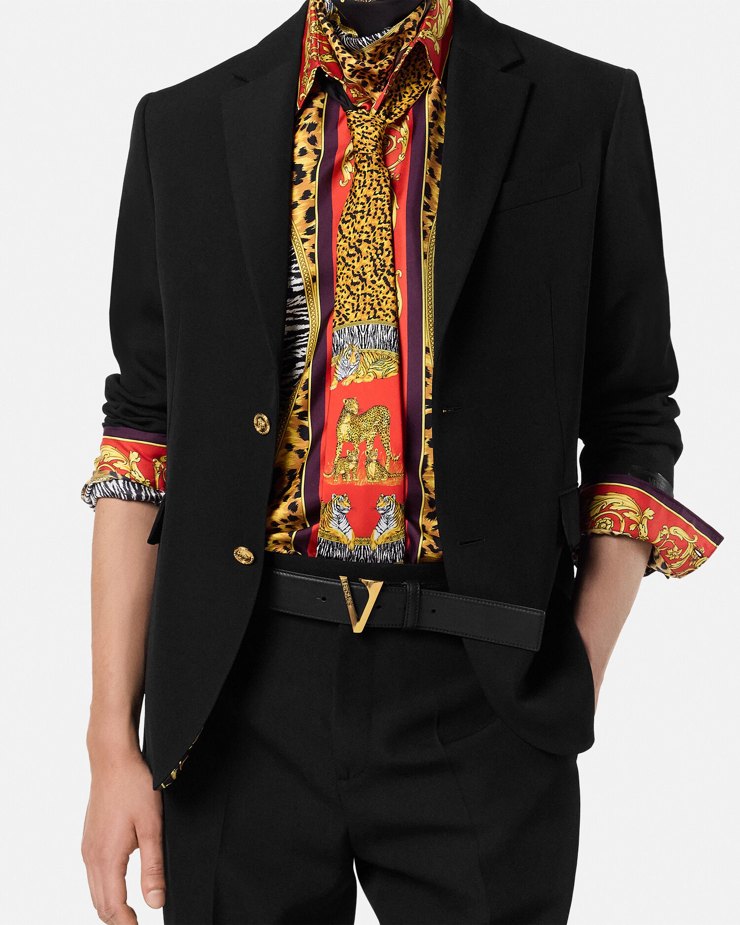 シルク ネクタイ ワイルド キャッツ レッド,プリント | VERSACE JP