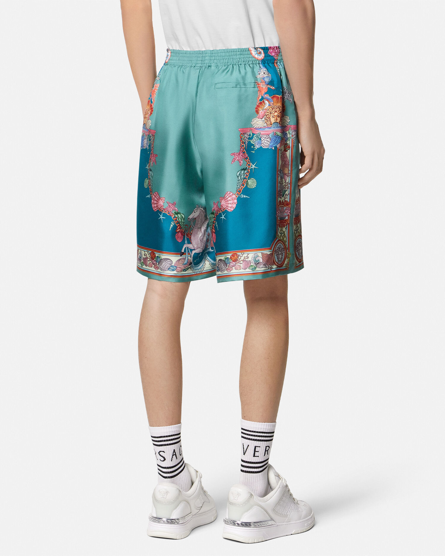 シルク ショートパンツ コーラル シアター グリーン,ブルー | VERSACE JP