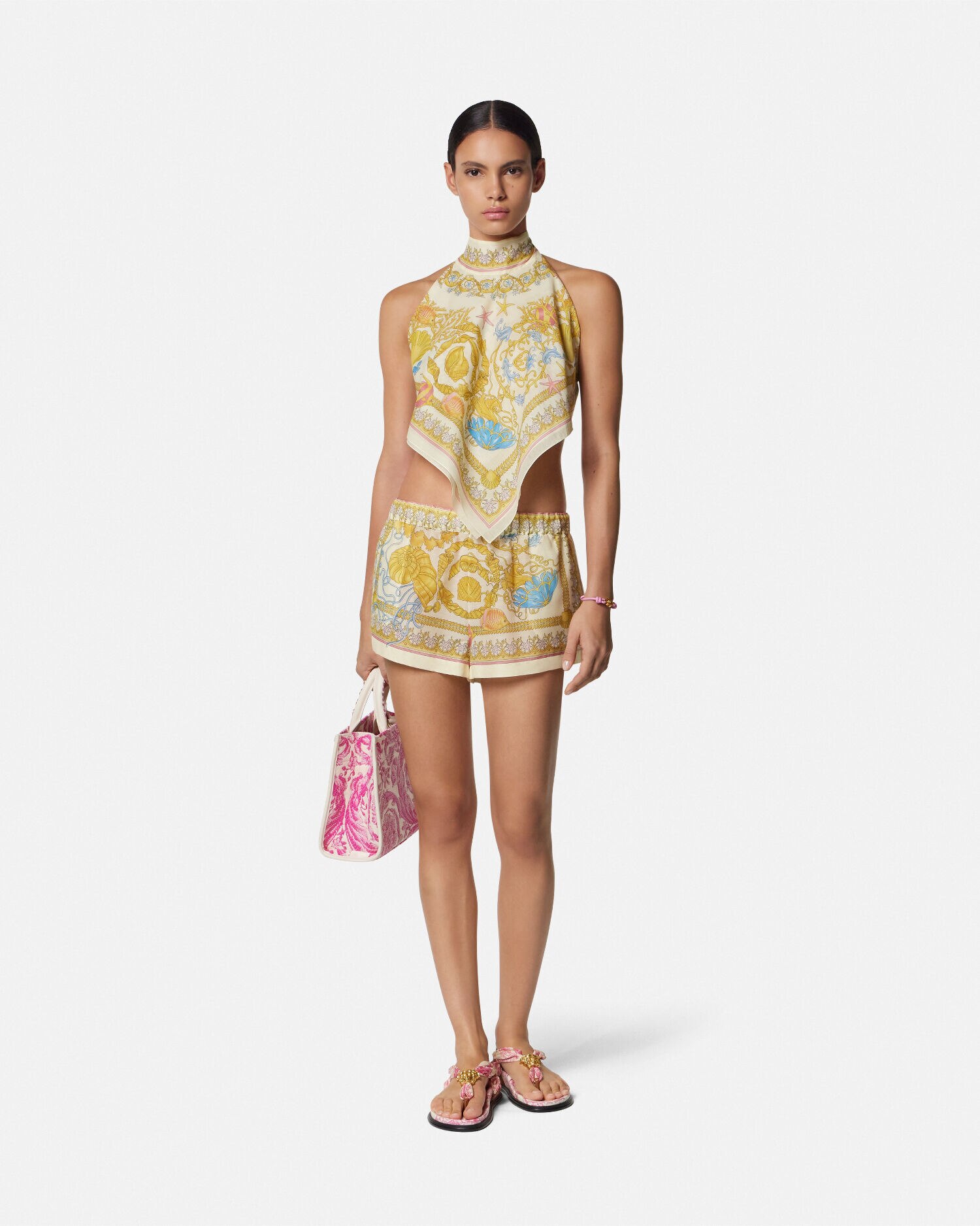 グレカ ボーダー ワンピース スイムスーツ ブラック | VERSACE JP