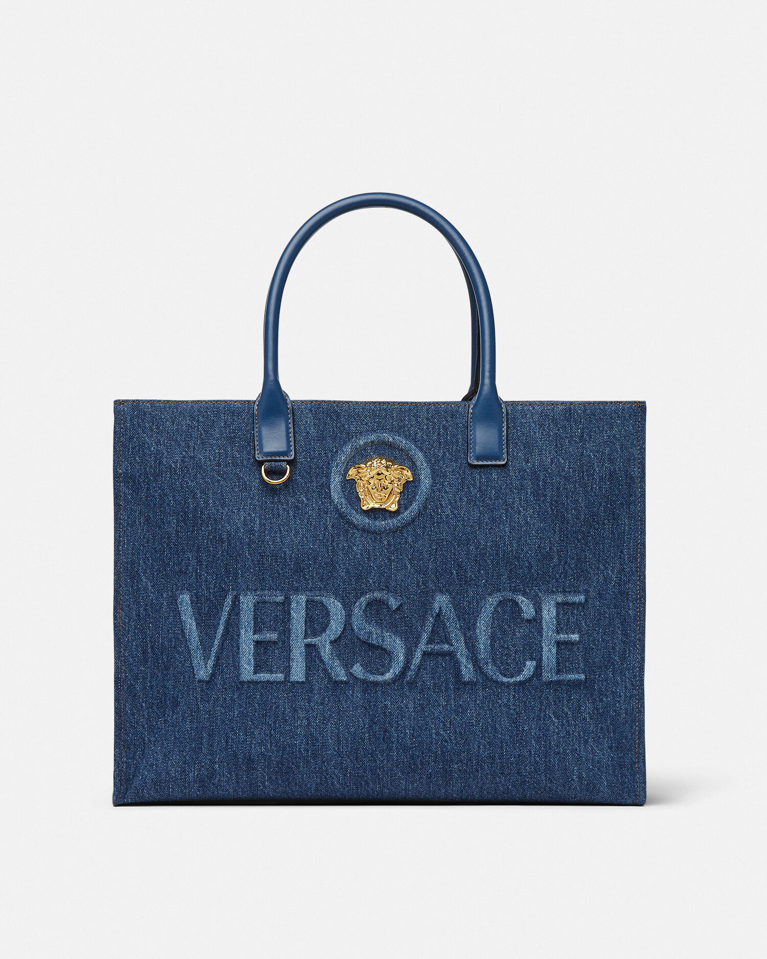 ラ メドゥーサ ラージ デニム トート ブルー | VERSACE JP