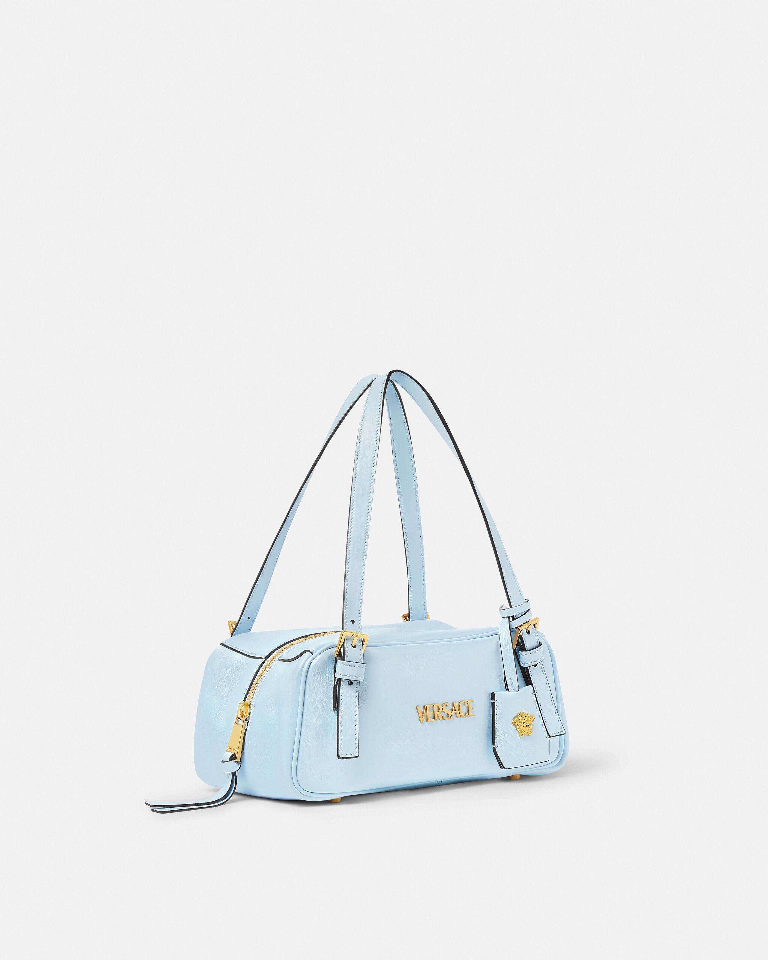 ヴェルサーチェ タグ ナッパ ボウリング バッグ ブルー | VERSACE JP