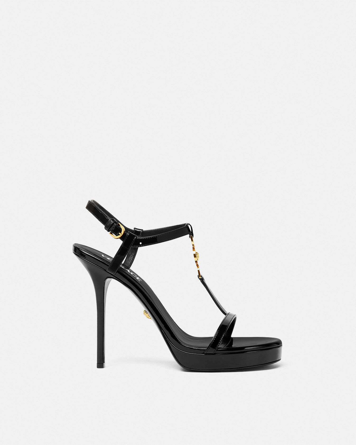 メドゥーサ '95 パテント サンダル 115 mm ブラック,ゴールド | VERSACE JP