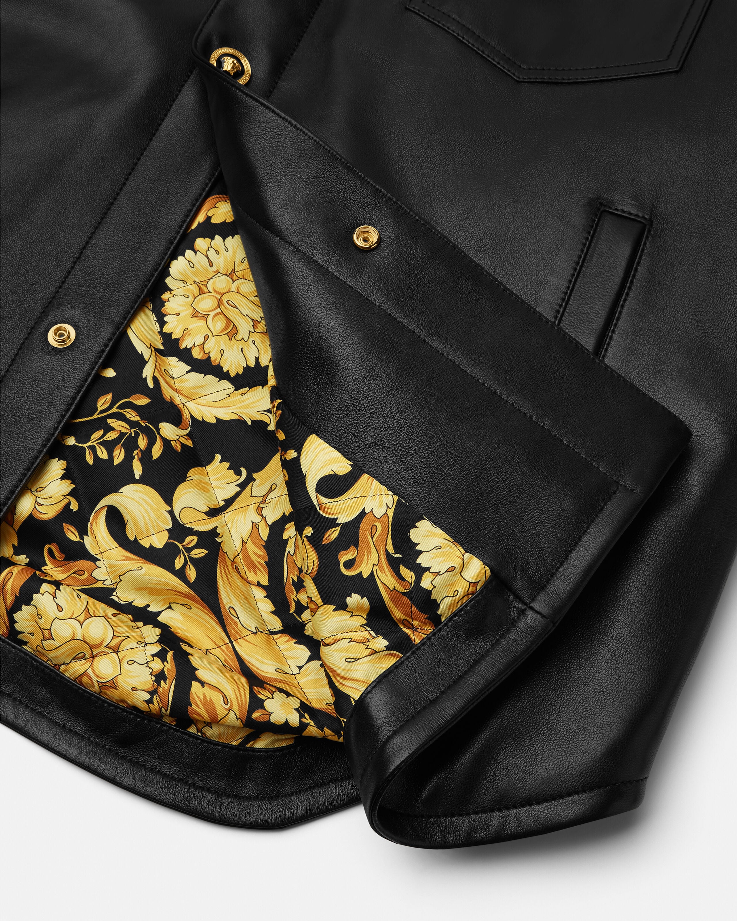 レザー オーバーシャツ ブラック | VERSACE JP