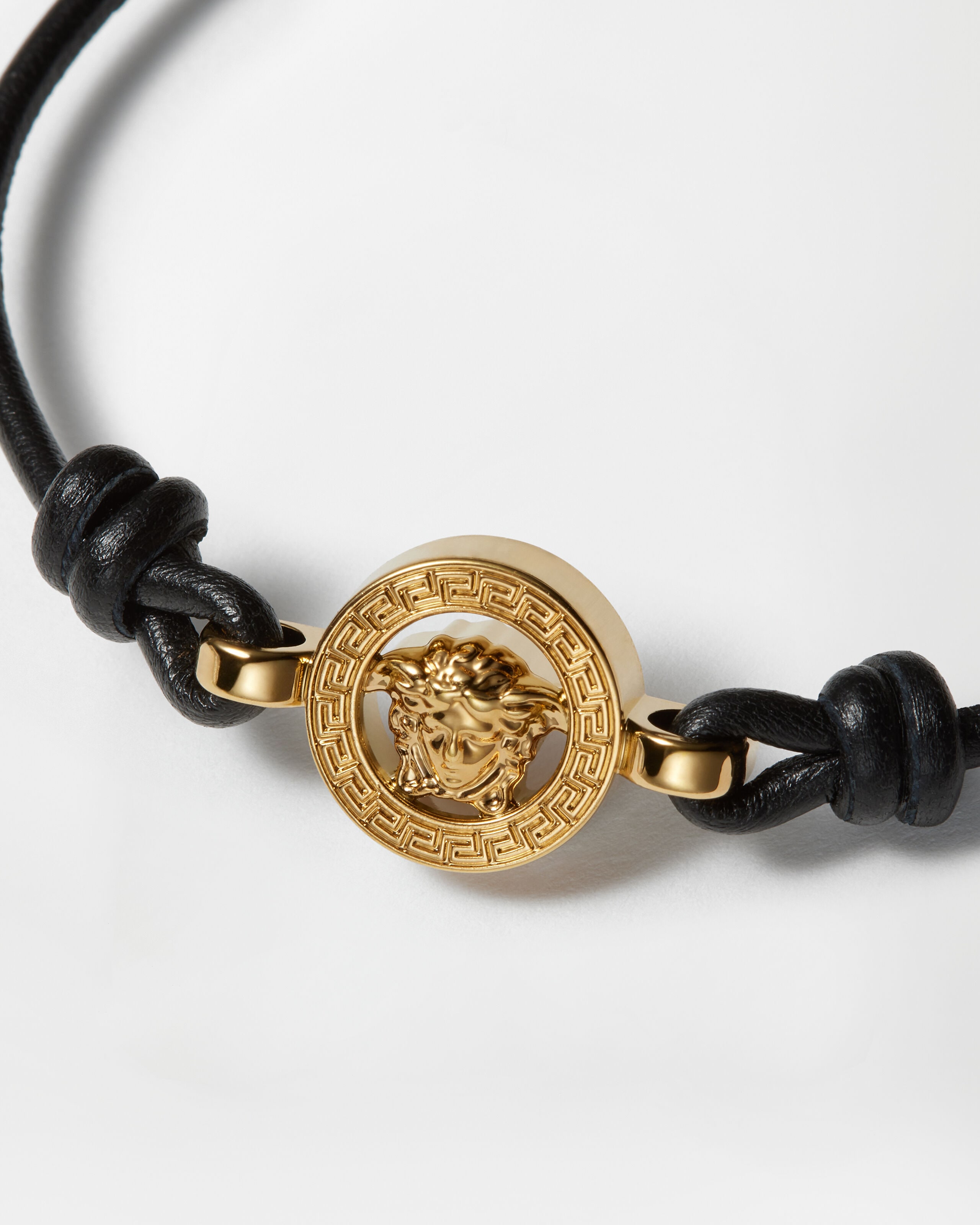 メドゥーサ '95 レザー ブレスレット ブラック,ゴールド | VERSACE JP