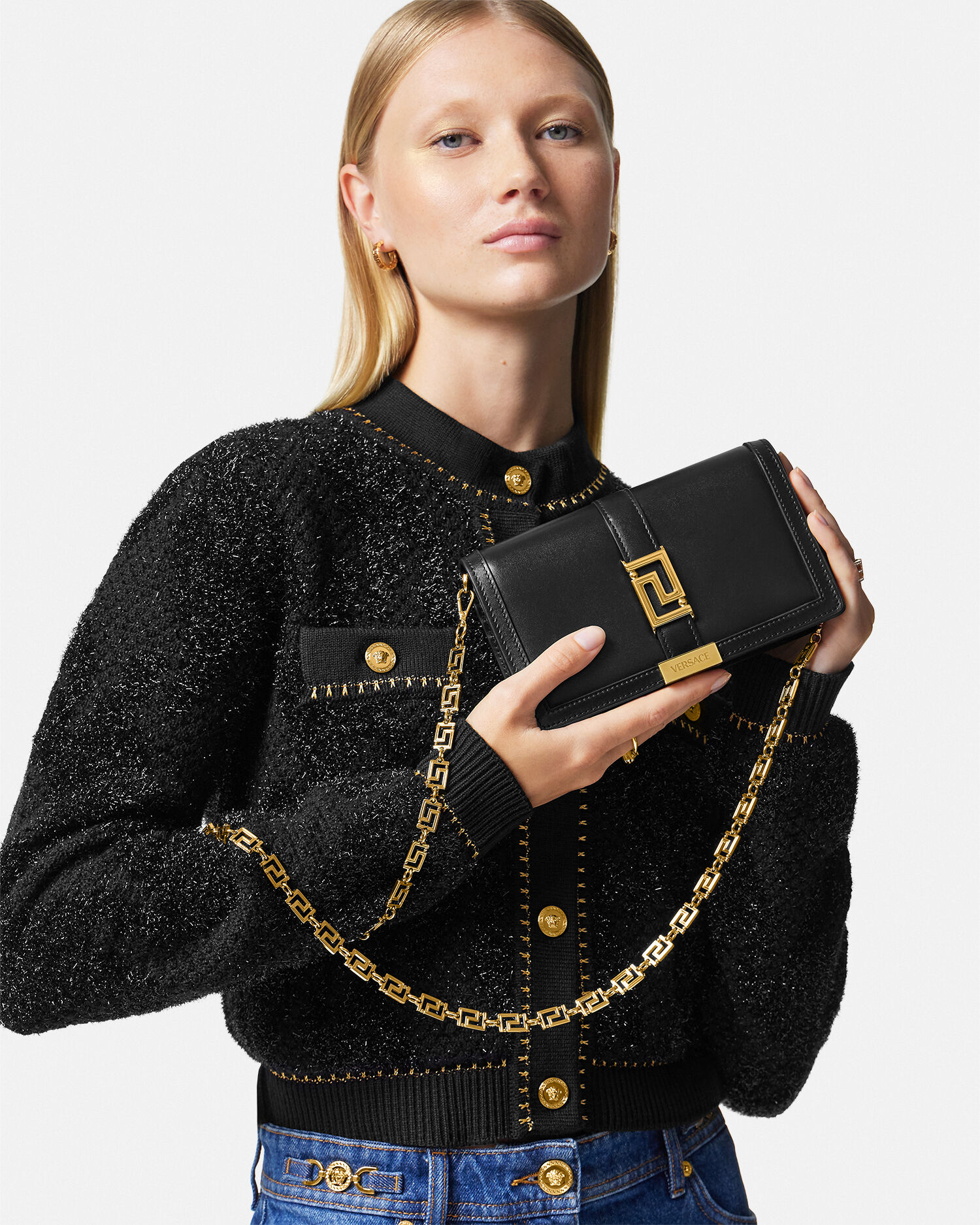 グレカ ゴッデス ミニ バッグ ブラック,ゴールド | VERSACE JP