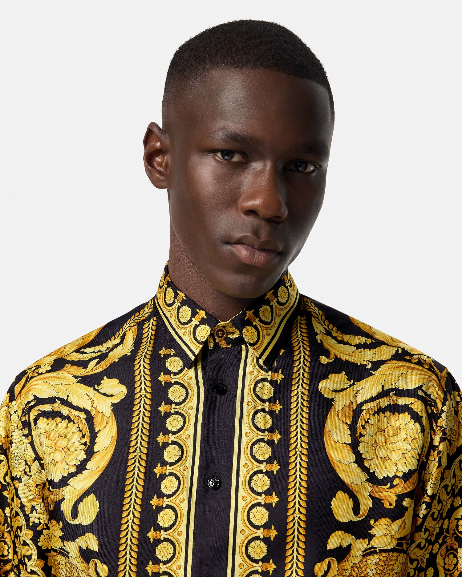 プリント シルク ツイル シャツ ブラック,プリント | VERSACE JP