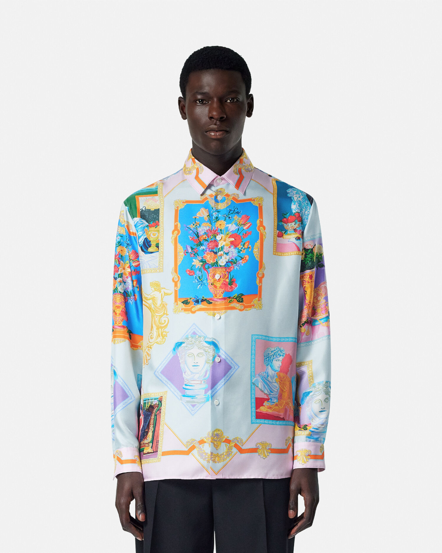 放送大学 割引 プリント ギャラリー ヴェルサーチェ シャツ シルク | JP VERSACE トップス