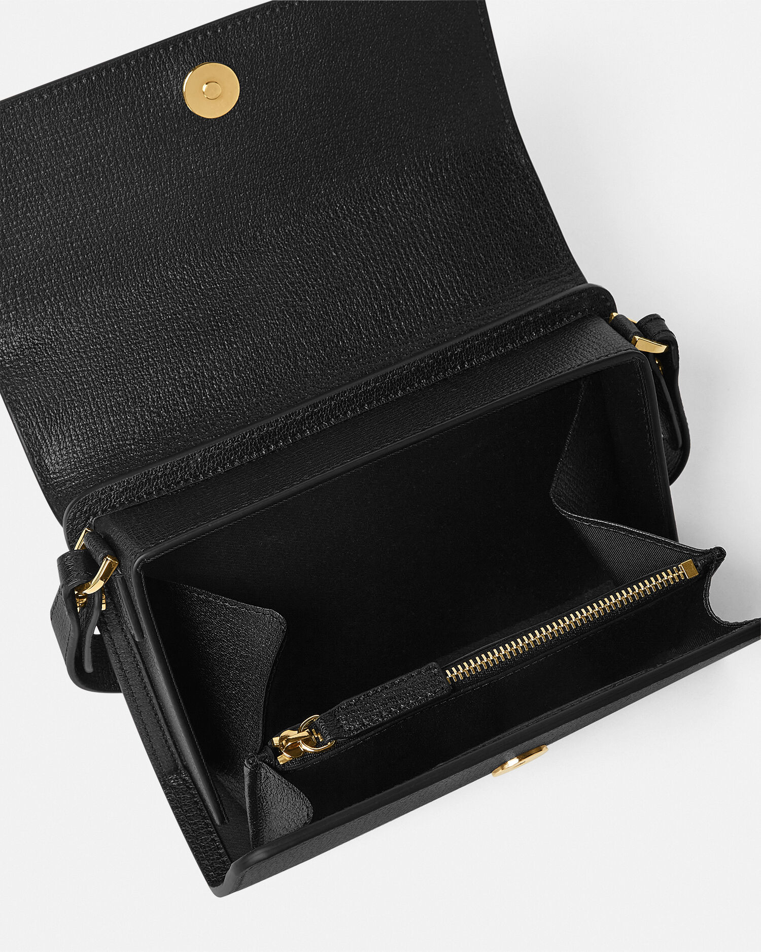 VERSACE メッセンジャーバッグ メドゥーサ ビギー レザー メッセンジャー バッグ ブラック,ゴールド