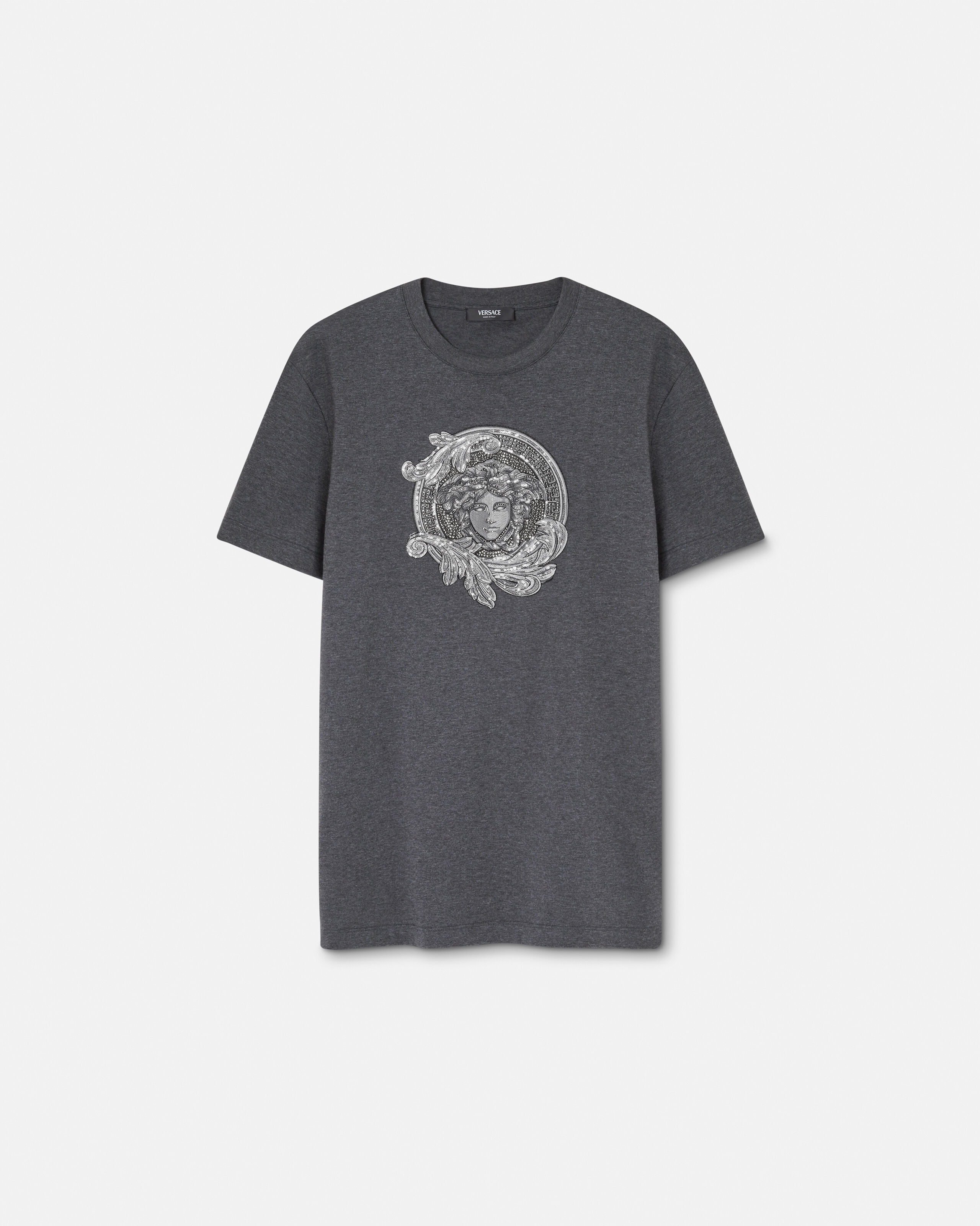 VERSACE ロゴ コットンTシャツ 刺繍入り コットンジャージー スリム Tシャツ | VERSACE JP