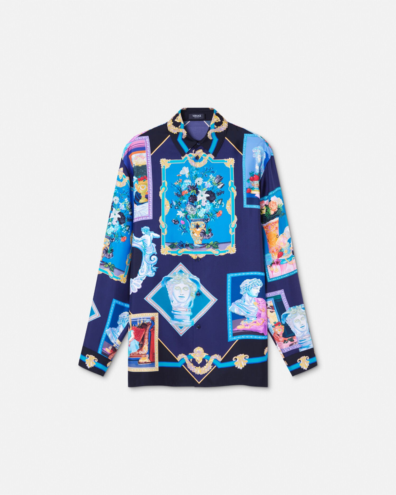 シルク シャツ ヴェルサーチェ ギャラリー ブルー,プリント | VERSACE JP