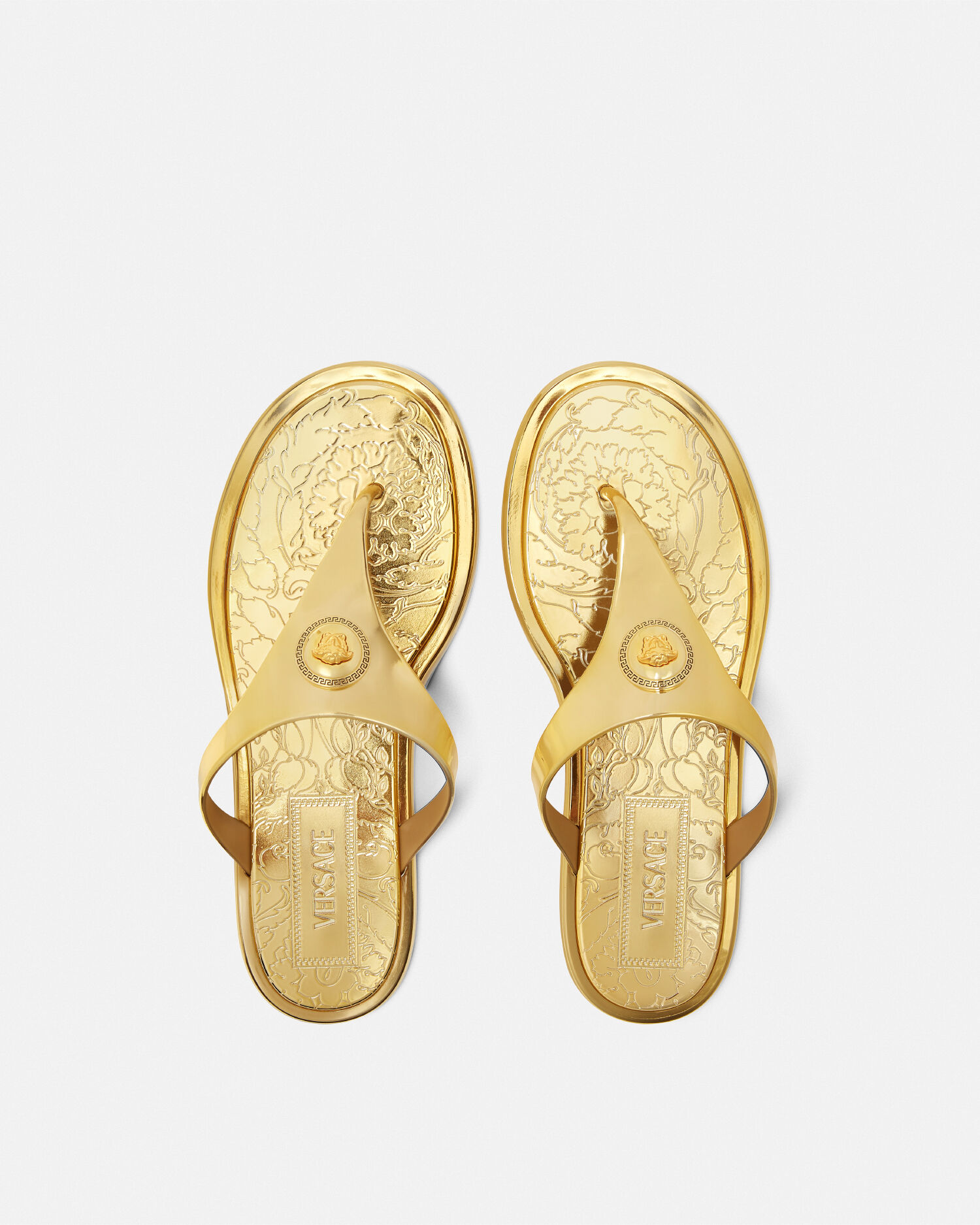VERSACE★アリア メタリック フラット サンダル 関税込み アリア メタリック フラット サンダル | VERSACE JP