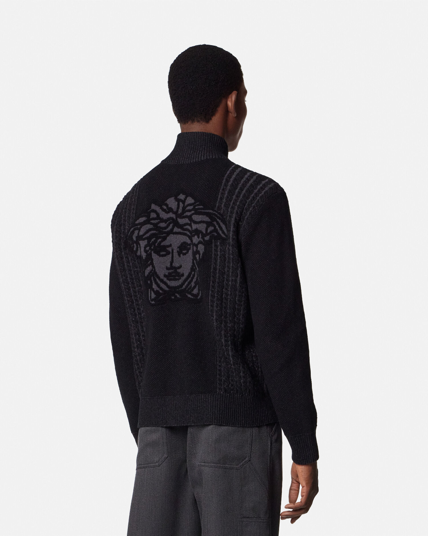 ジャカード ジッパー ニット セーター メドゥーサ グレー | VERSACE JP