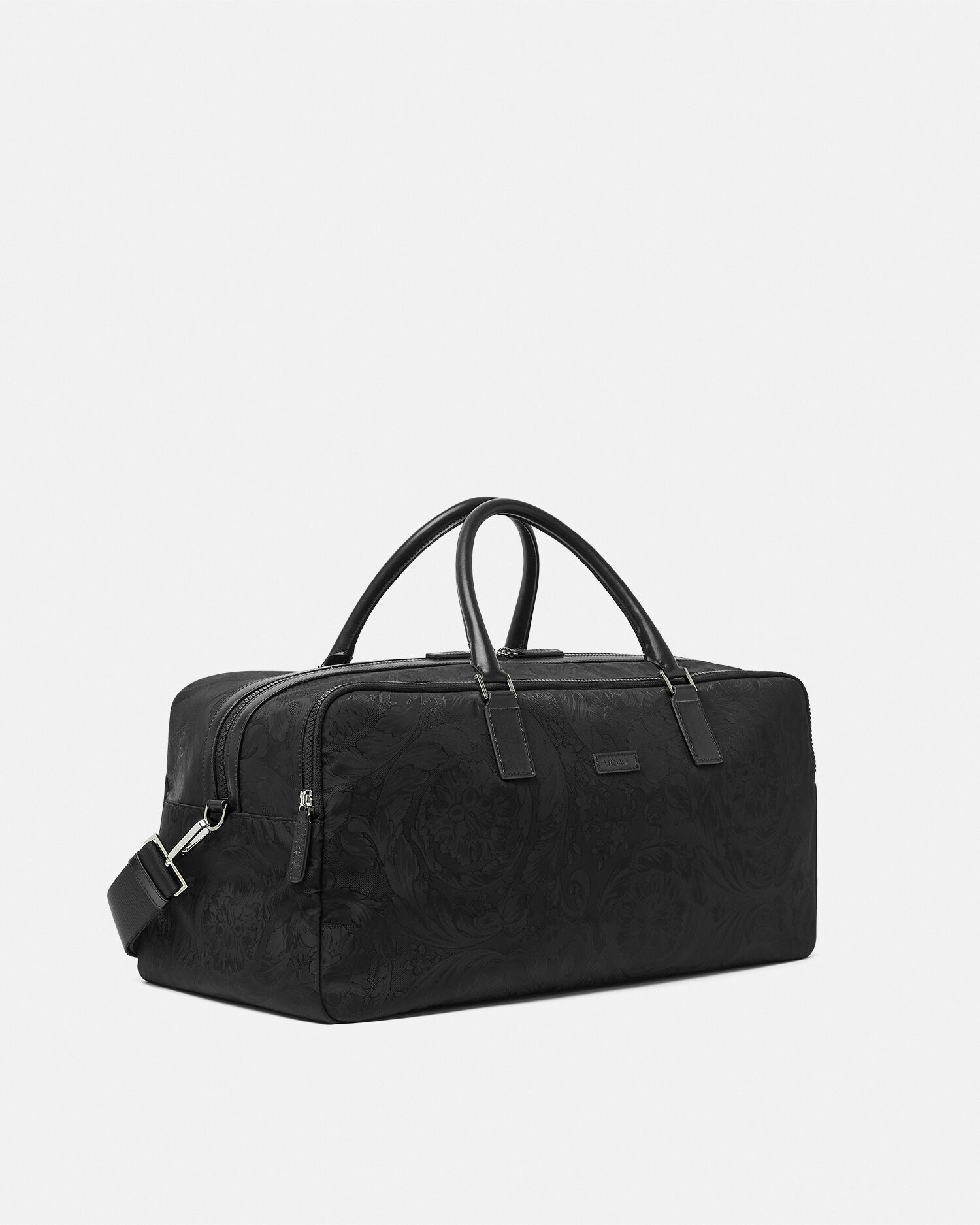 最新人気 ネオ ナイロン ジャカード ダッフル バッグ ブラック | VERSACE JP バッグ