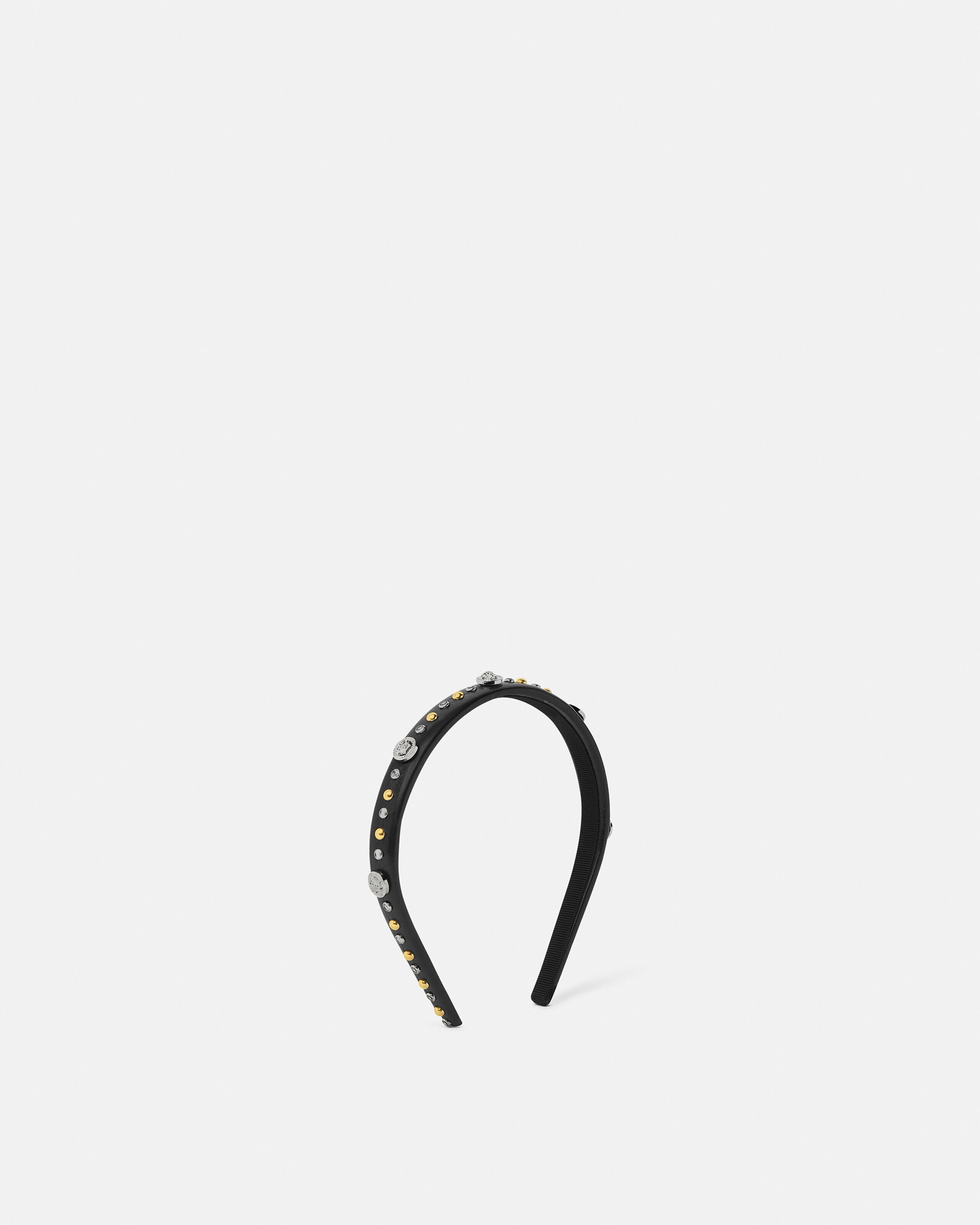 装飾付き レザー ヘッドバンド ブラック | VERSACE JP