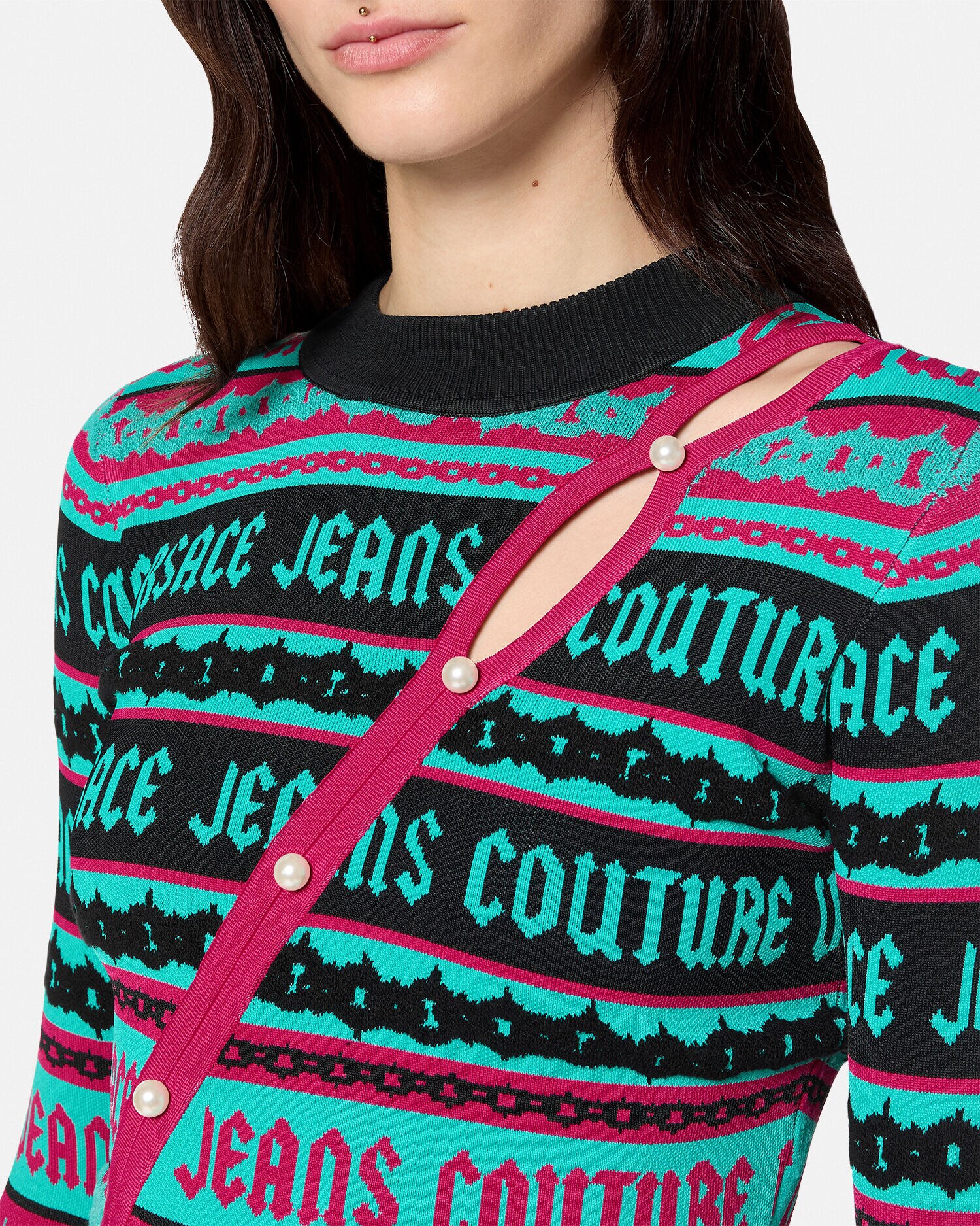 ストライプ ジャカード ニット セーター グリーン | VERSACE JP