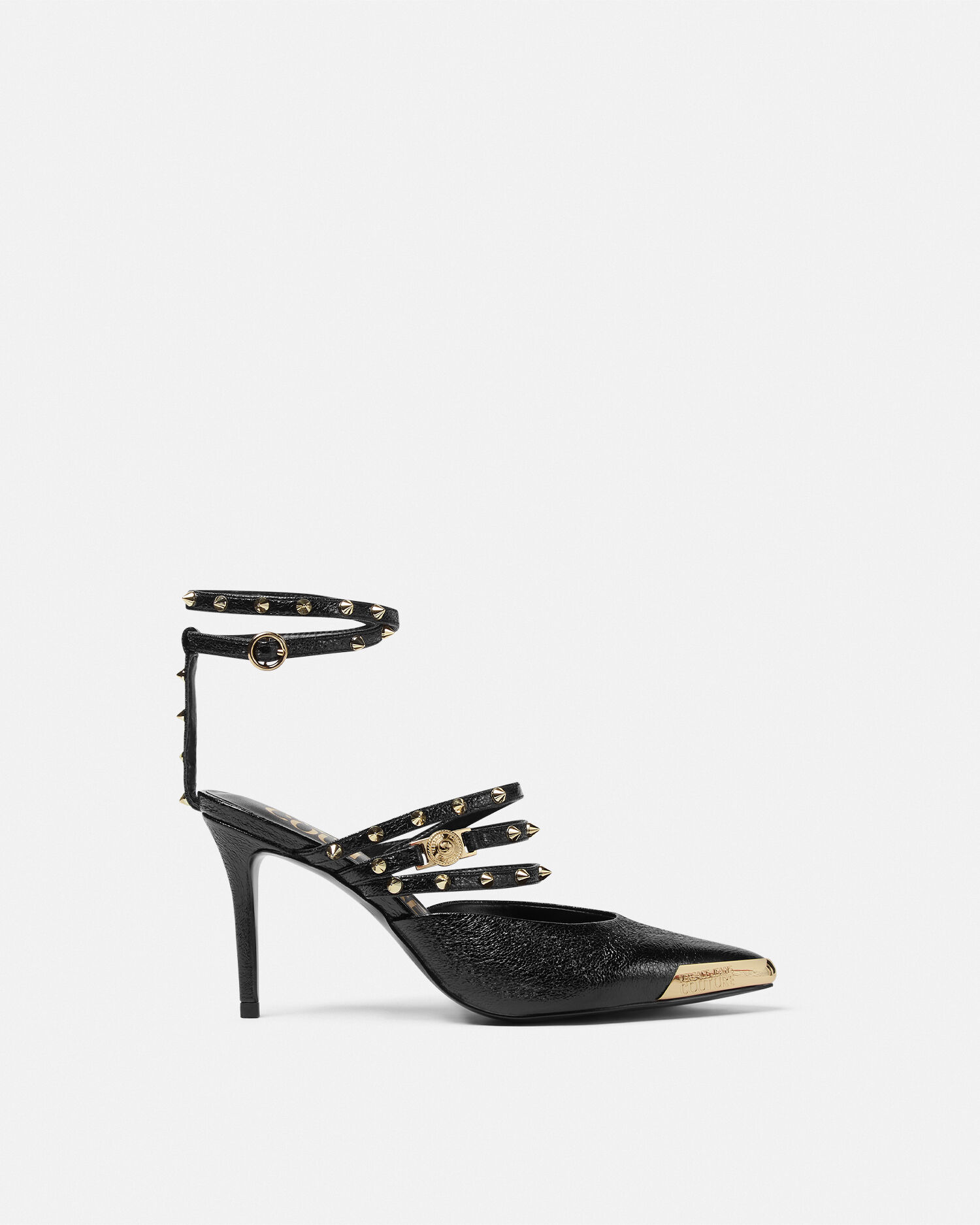 ★VERSACE★ロゴ スカーレット スリングバッグ パンプス スカーレット スリングバック ミッド パンプス ブラック