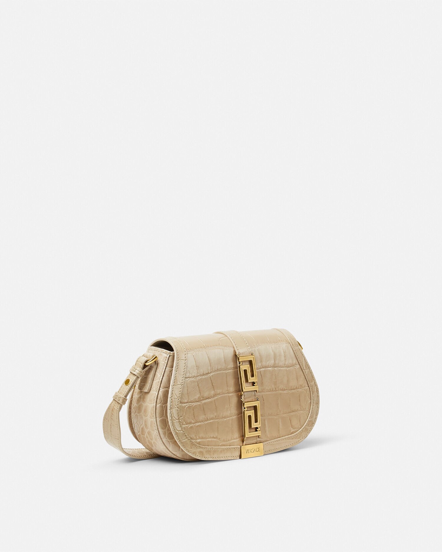 クロコ型押し グレカ ゴッデス ショルダー バッグ ベージュ | VERSACE JP