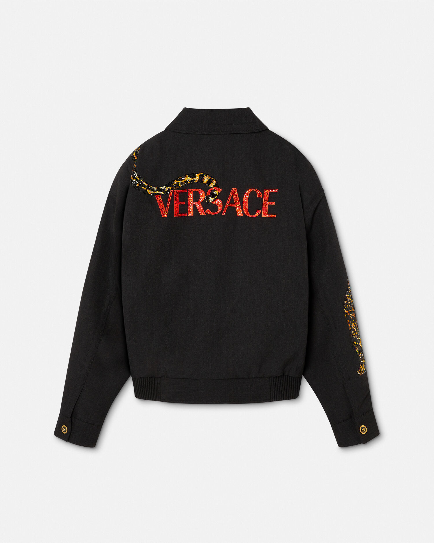 メランジ ウール ブルゾン ジャケット ヴェルサーチェ レオパード