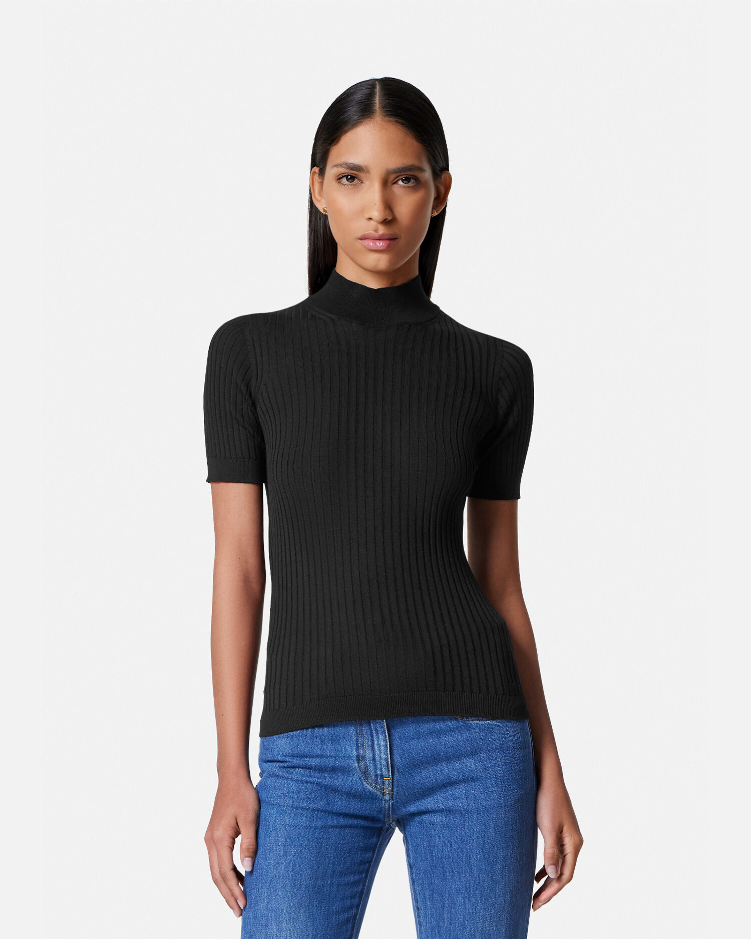 VERSACE - VERSACE ★カットソー★ティシャツ★リブニット リブ ニット Tシャツ ブラック | VERSACE JP