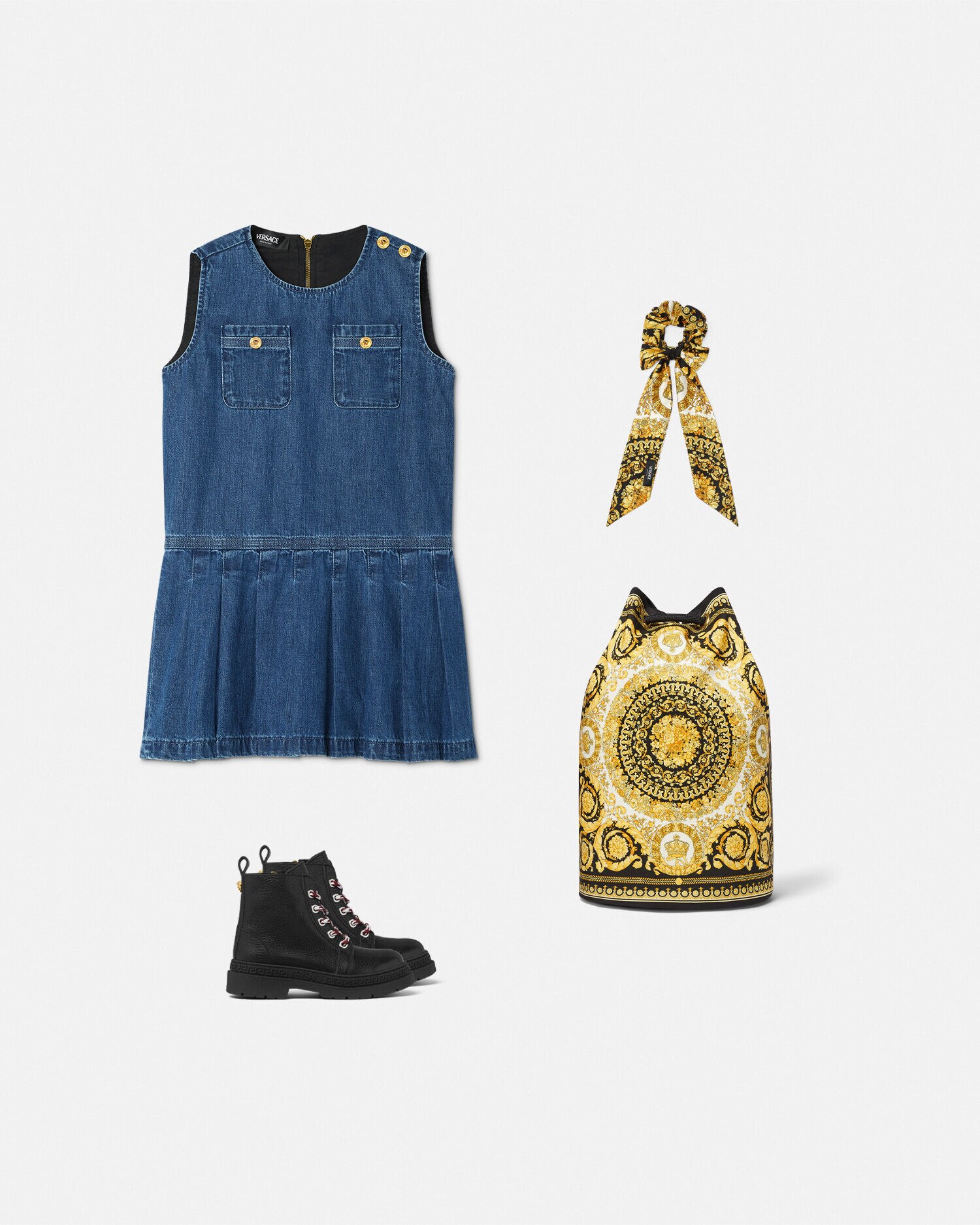 プリーツ デニム キッズ ドレス | VERSACE JP