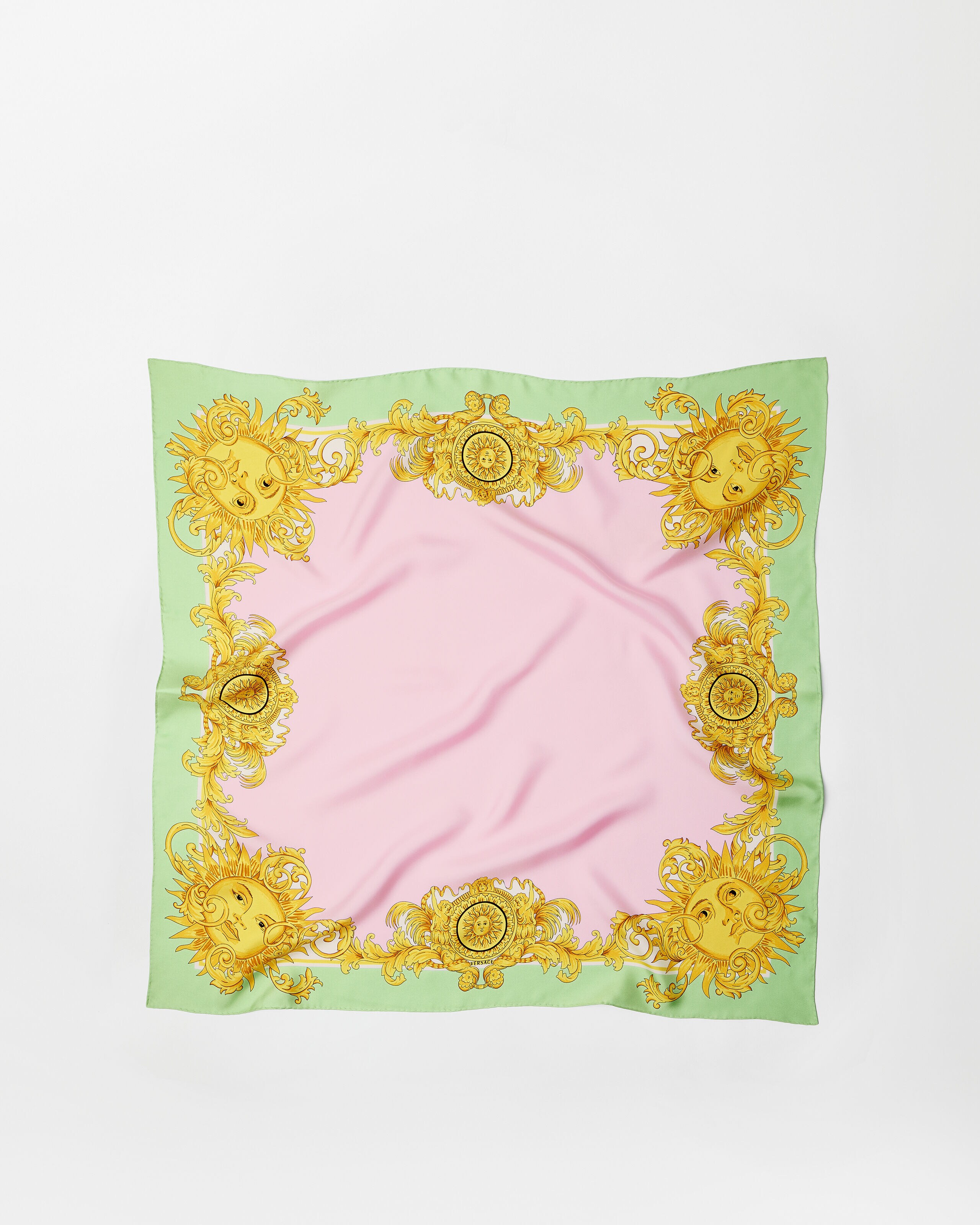 シルク ツイル スカーフ プリント 90 cm イエロー,ピンク | VERSACE JP