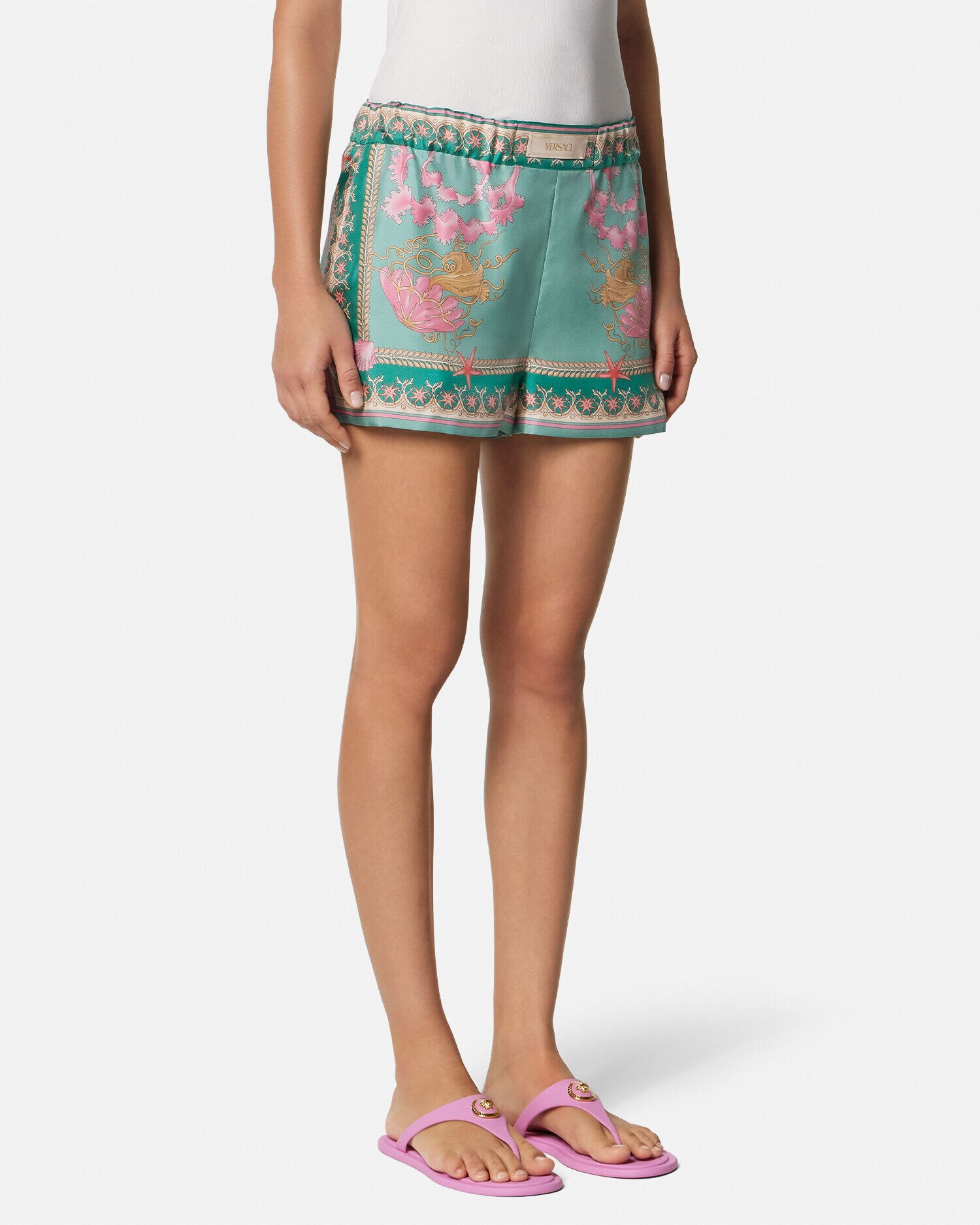 VERSACE シルク ショートパンツ アンダーウォーター バロッコ シルク ショートパンツ アンダーウォーター バロッコ グリーン