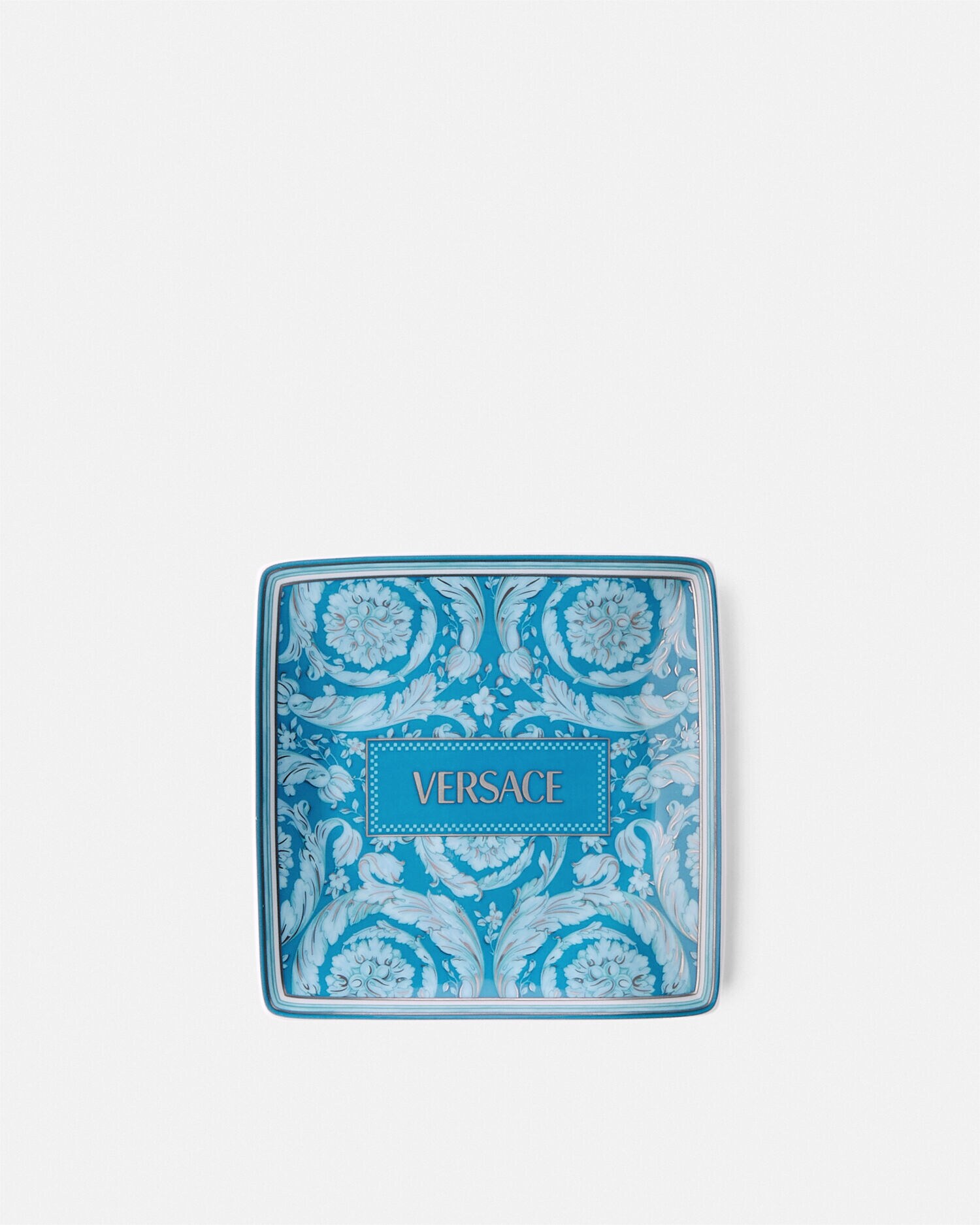 バロッコ ティール スモール スクエア プレート 12 cm ブルー | VERSACE JP