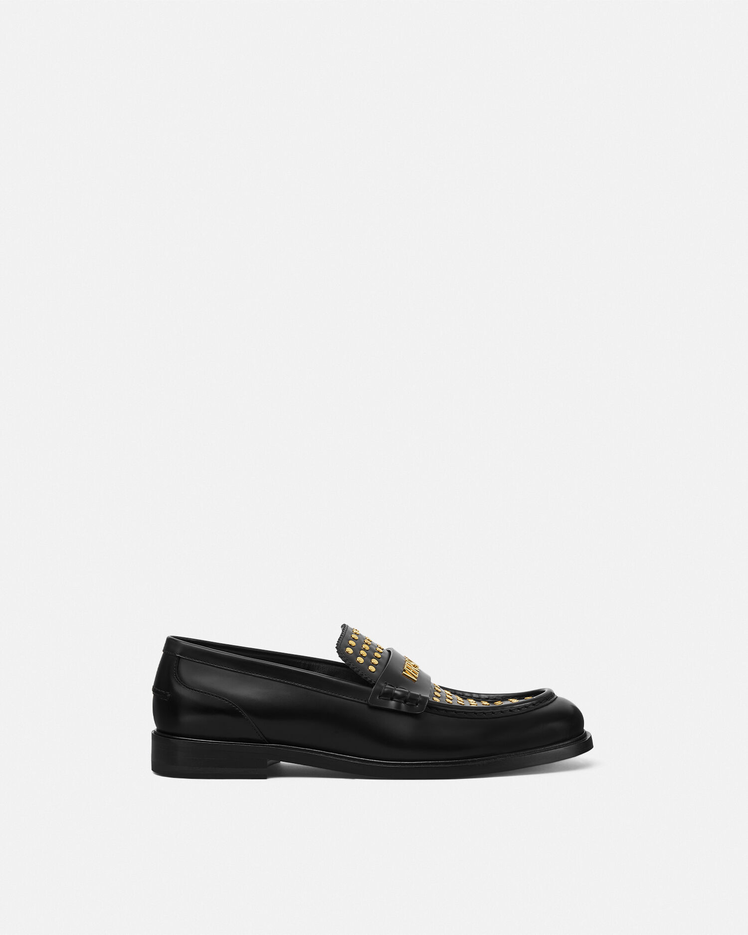 スタッズロゴローファー ブラック,ゴールド | VERSACE JP