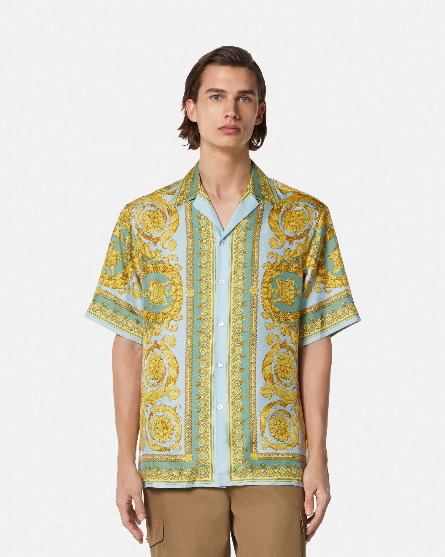シルク シャツ バロッコ グリーン,ゴールド | VERSACE JP