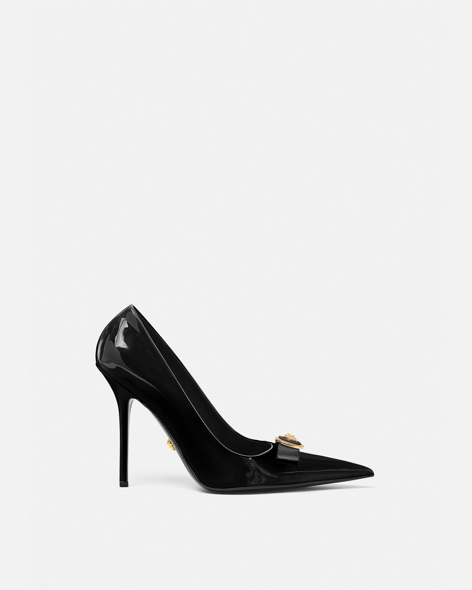 ジャンニ リボン パテント パンプス 110 mm ブラック,ゴールド | VERSACE JP