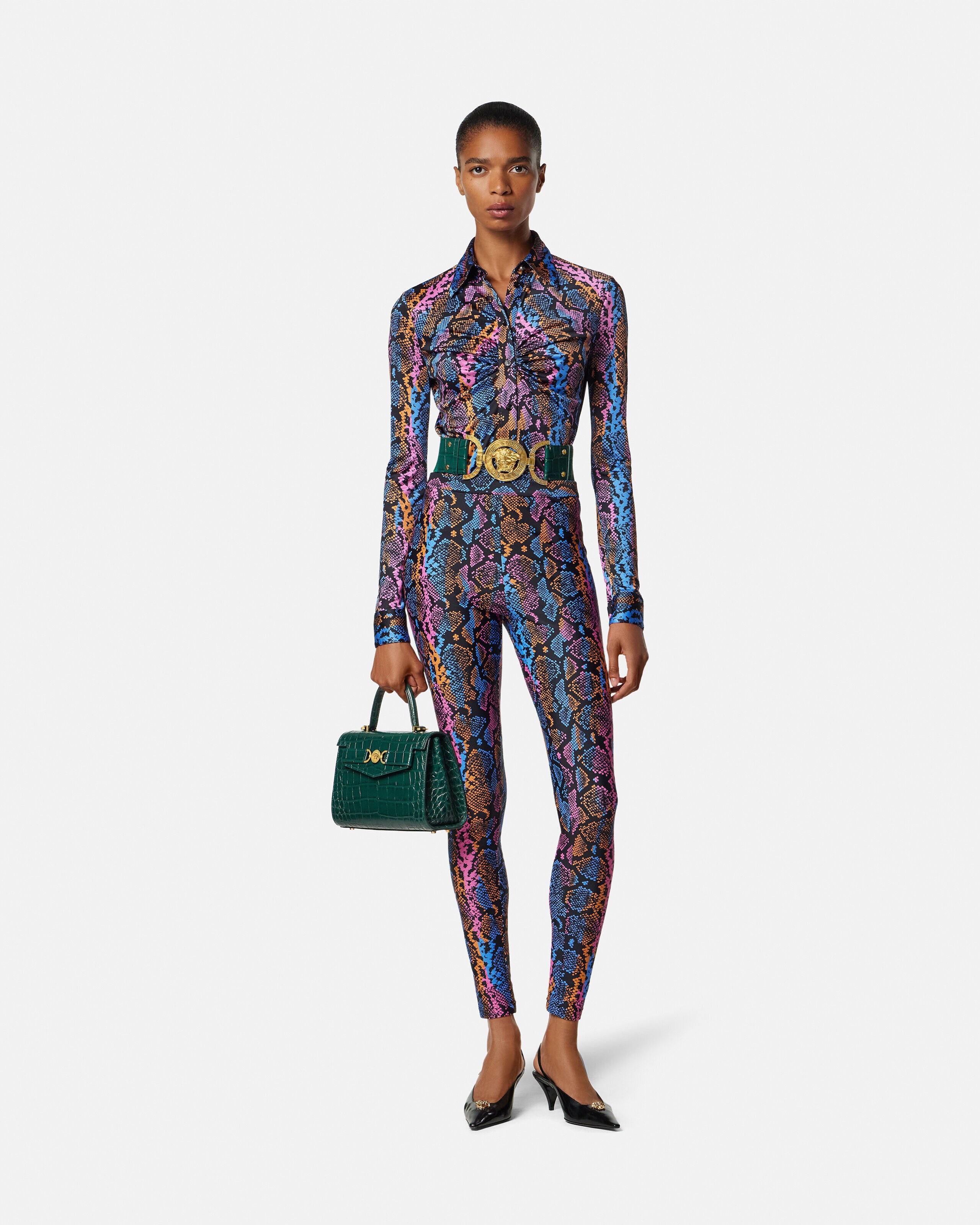 メドゥーサ '95 クロコエフェクト トップハンドル グリーン | VERSACE JP