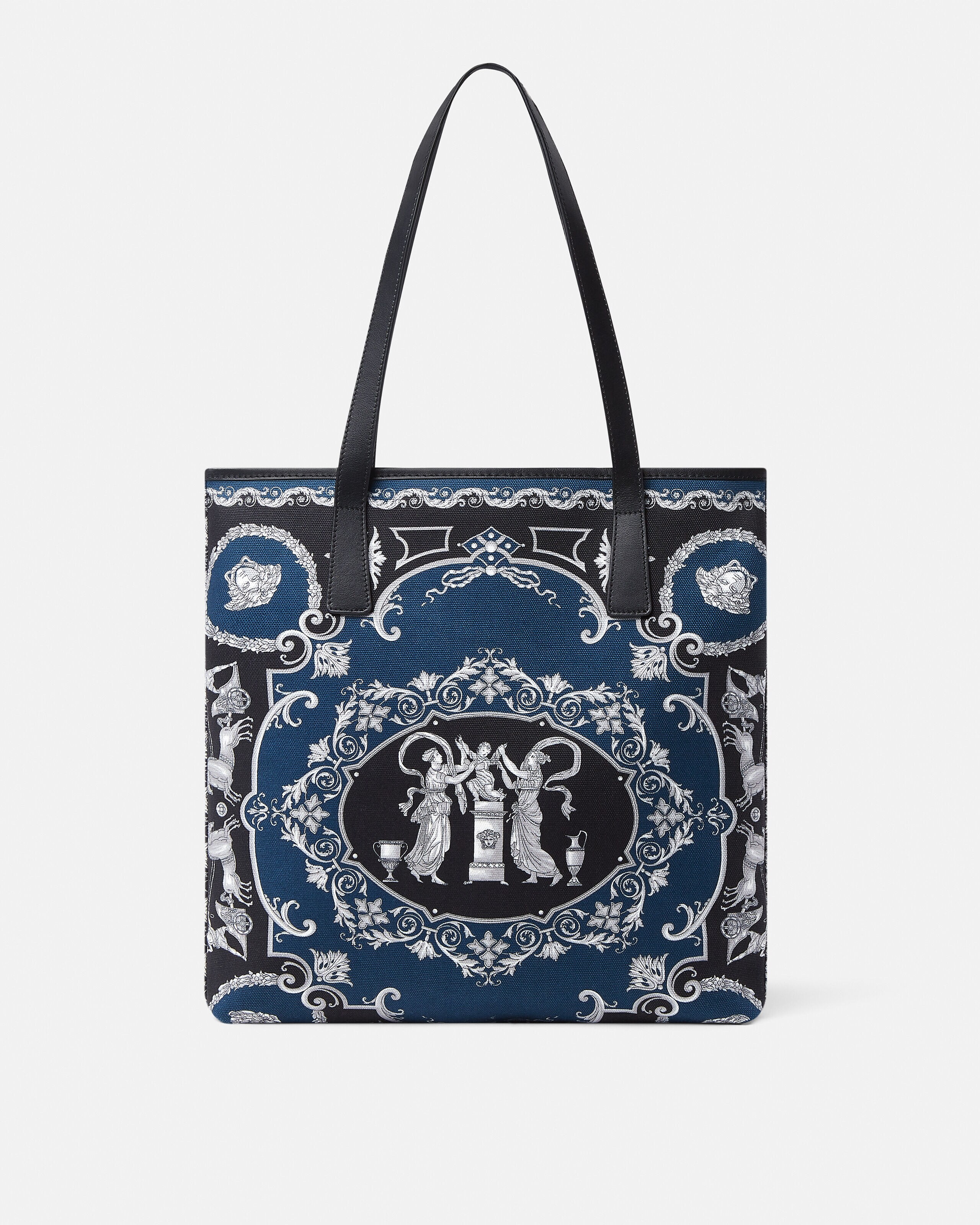ラ メドゥーサ プリント キャンバス トート ブルー,ブラック | VERSACE JP
