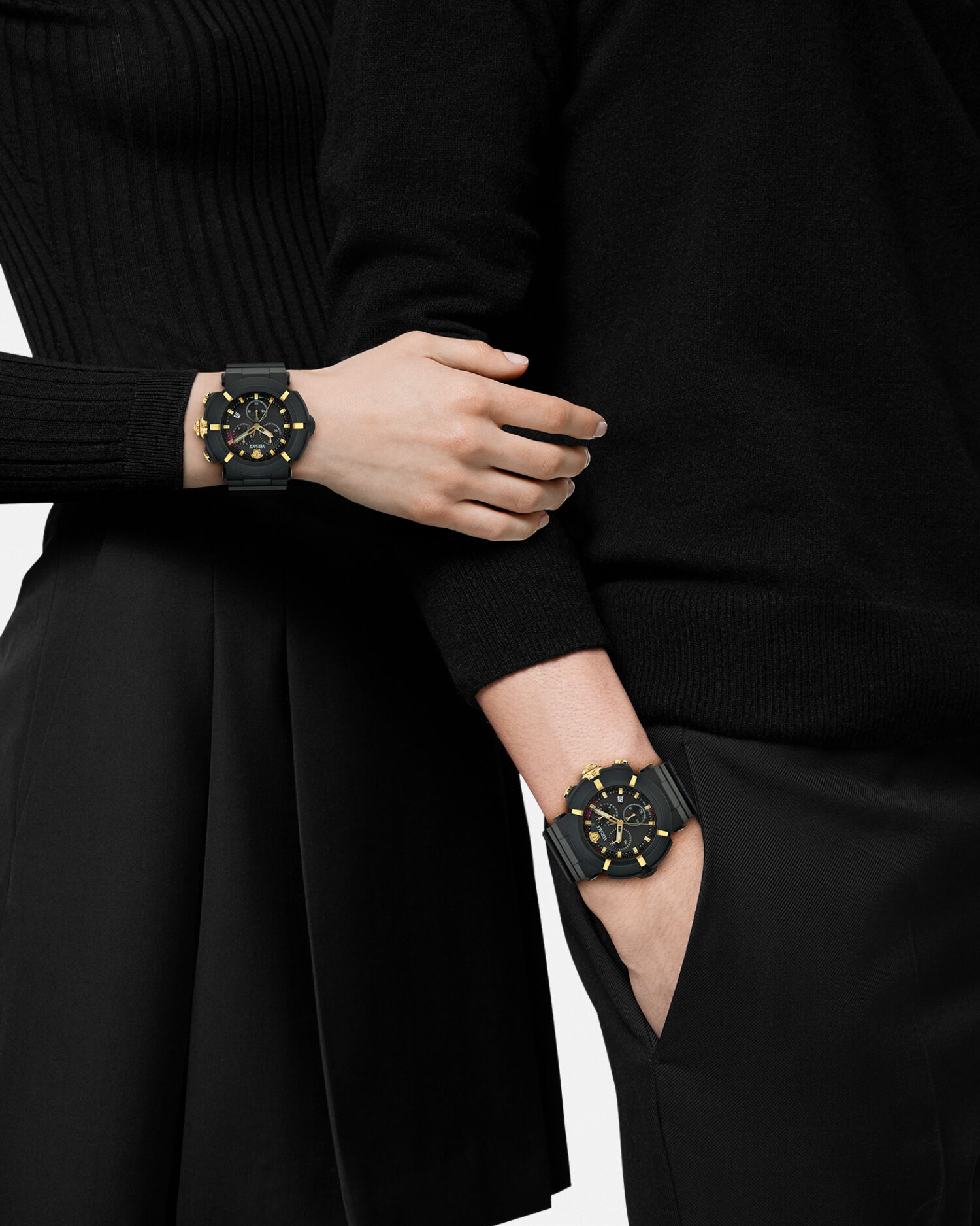 クロノ ウォッチ ヴェルサーチェ レアル アクティブ ブラック | VERSACE JP