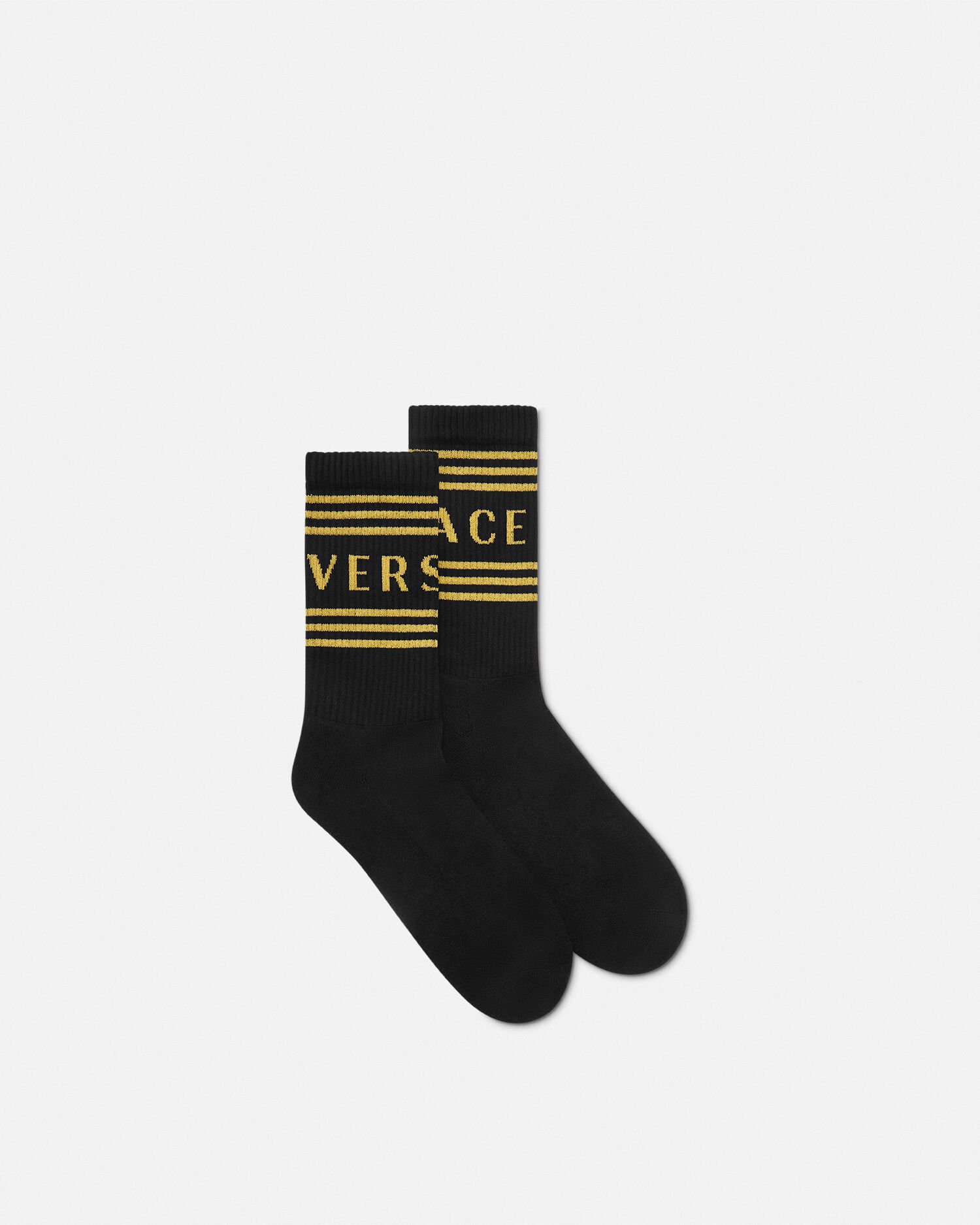 リブ編み コットン ソックス ブラック,ホワイト | VERSACE JP リブ編み コットン ソックス ブラック,ホワイト | VERSACE JP