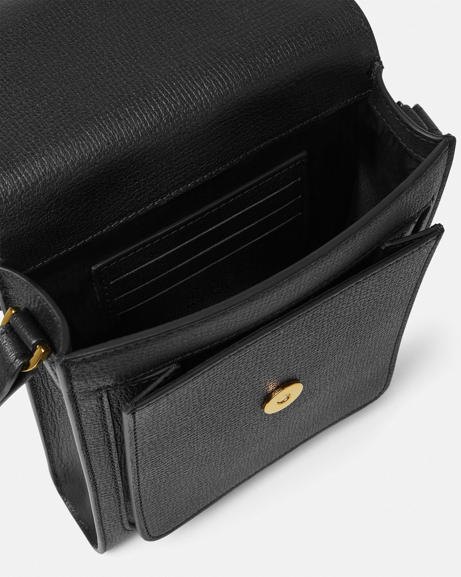 メドゥーサ ビギー レザー クロスボディ バッグ ブラック,ゴールド