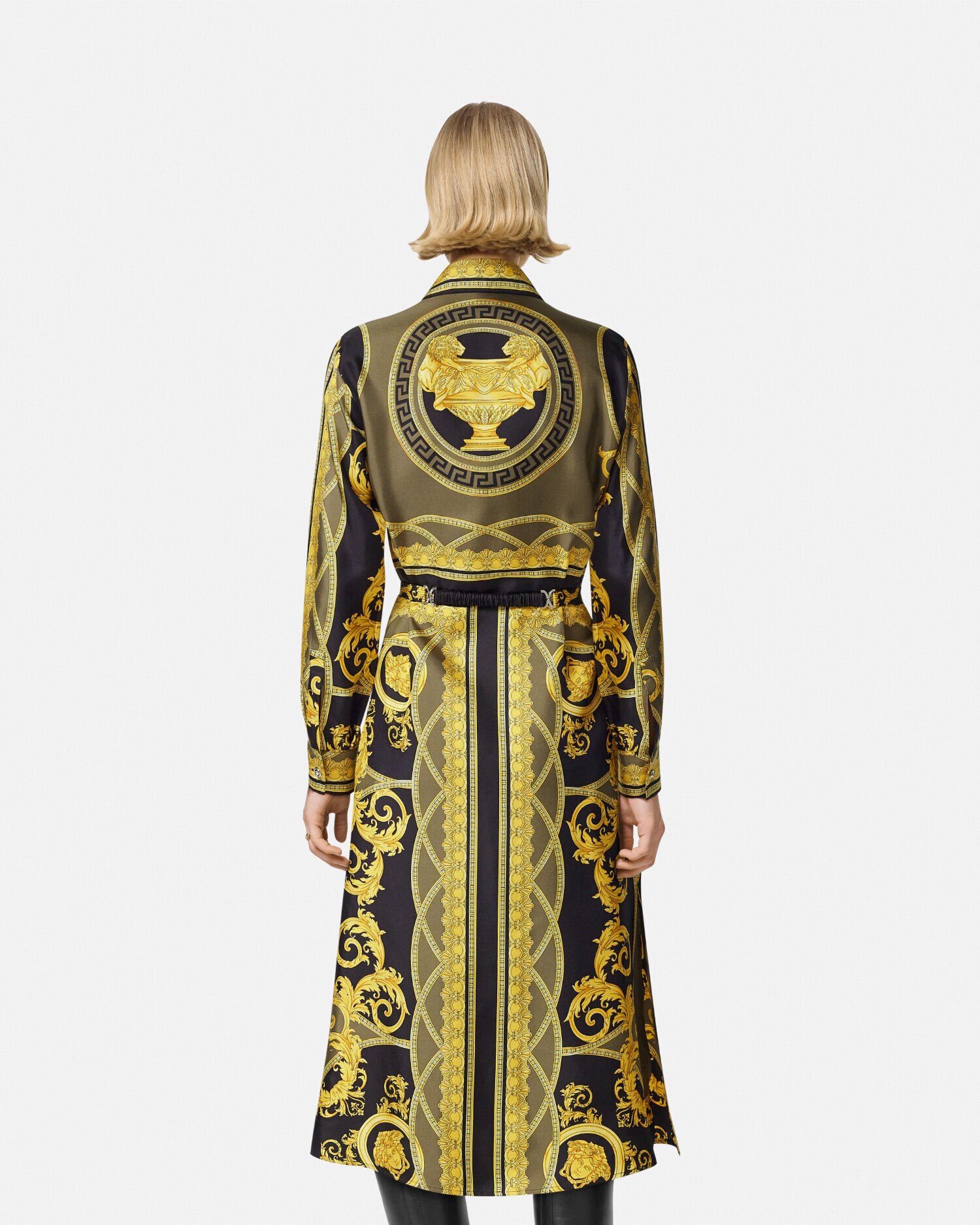 シルク シャツ ドレス ラ クープ デ デュー ブラック | VERSACE JP