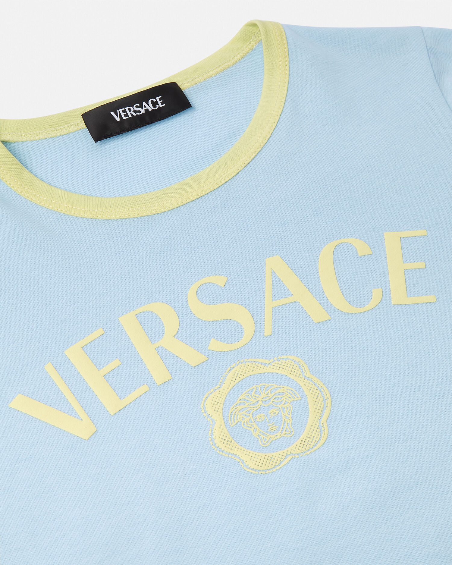 Tシャツ ヴェルサーチェ ロゴ キッズ ブルー,イエロー | VERSACE JP