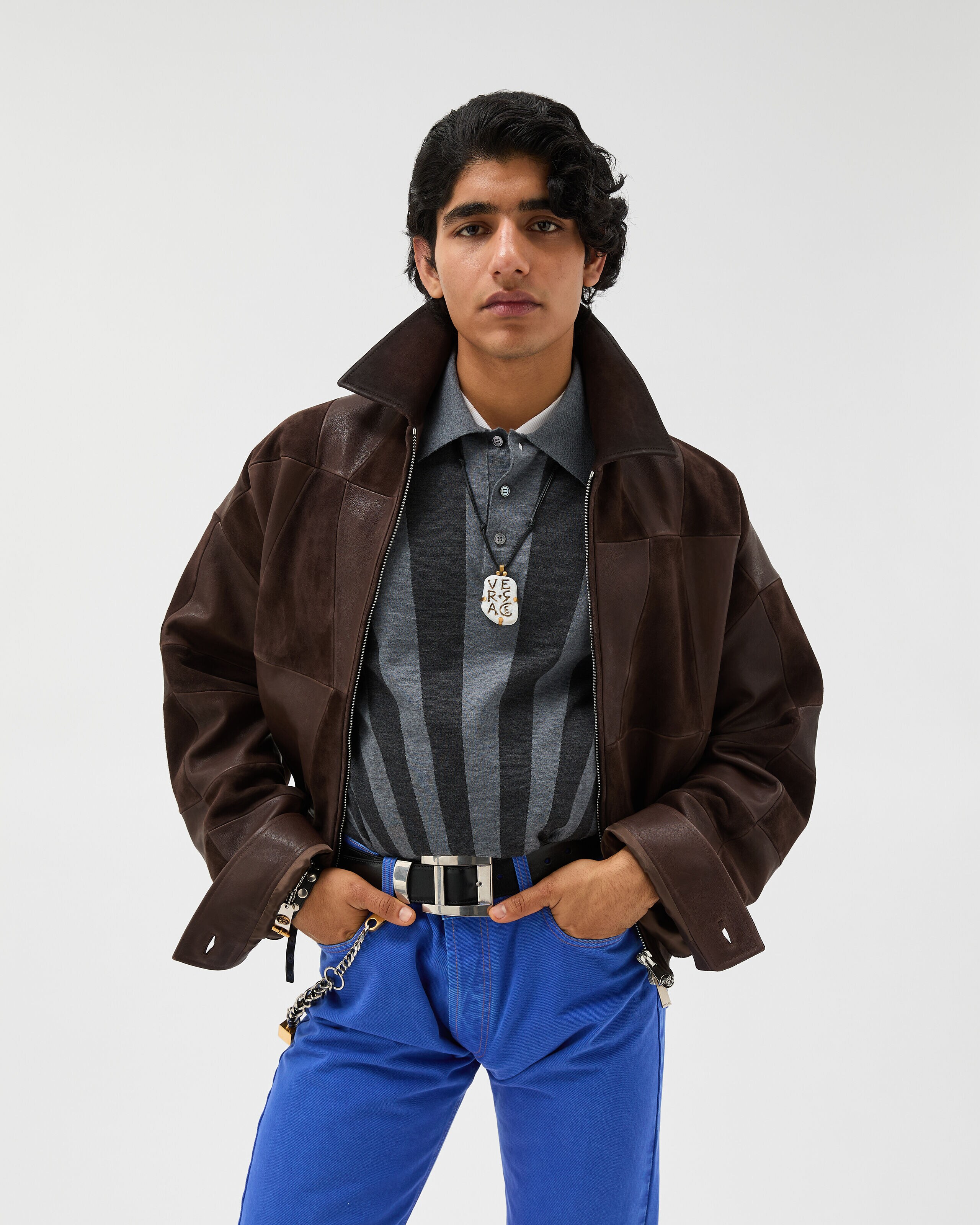 GIANNI VERSACE ブラウンレザーボンバージャケット レザー ブルゾン ブラウン | VERSACE JP