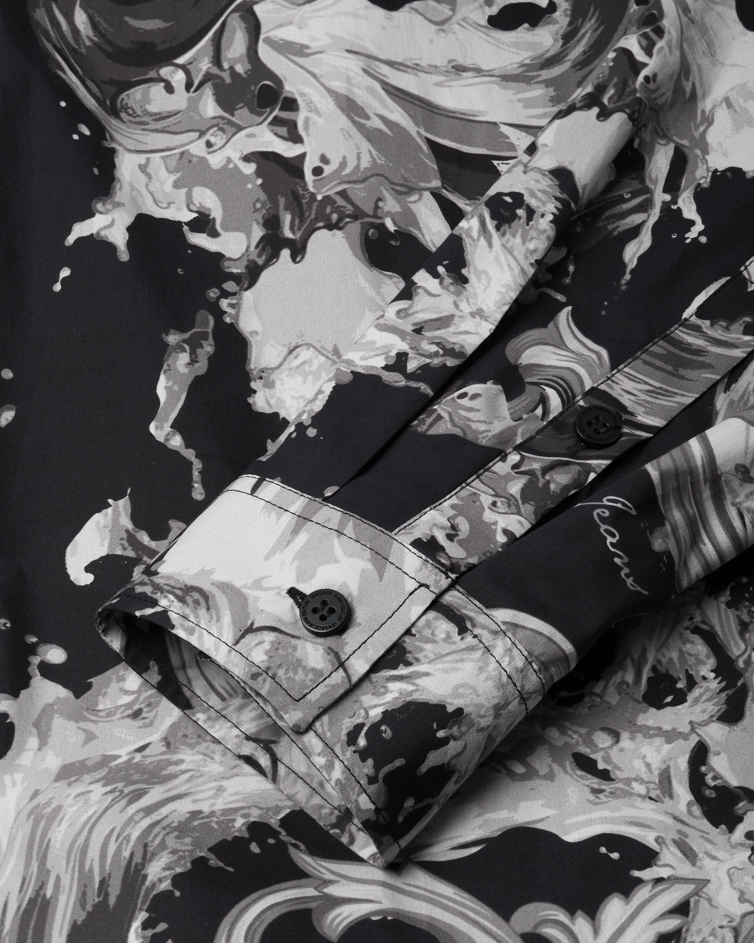 プリント コットンポプリン シャツ ブラック,グレー | VERSACE JP